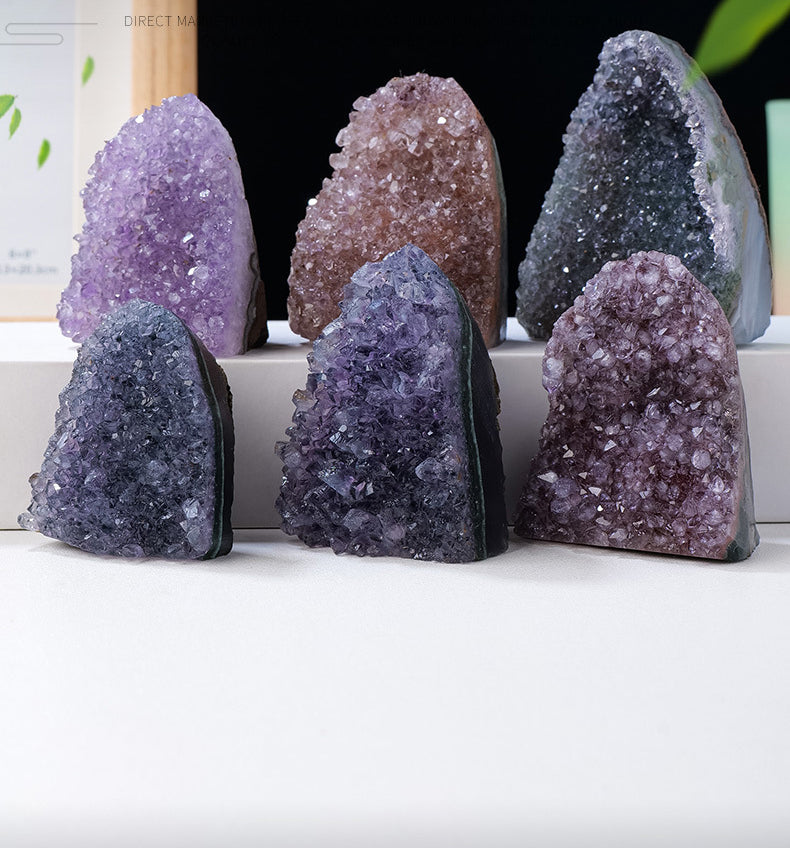 Natural colored crystal clusters, amethyst clusters, demagnetizing feng shui decorative ornaments