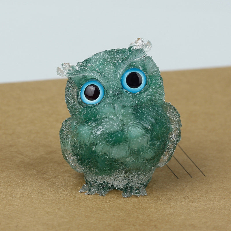 Natural crystal broken stone dropper owl ornament