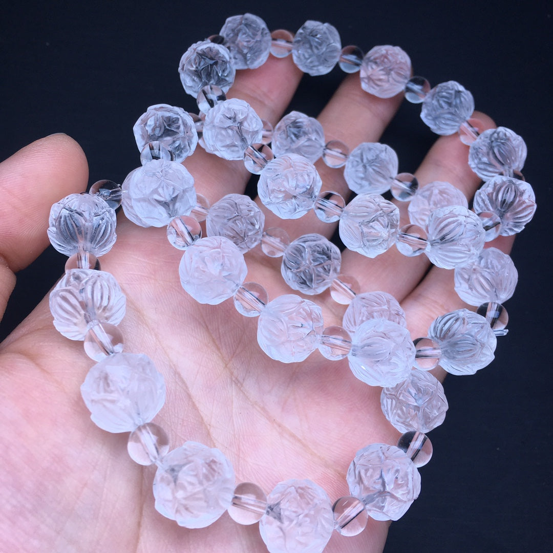 White Crystal Lotus Bracelet
