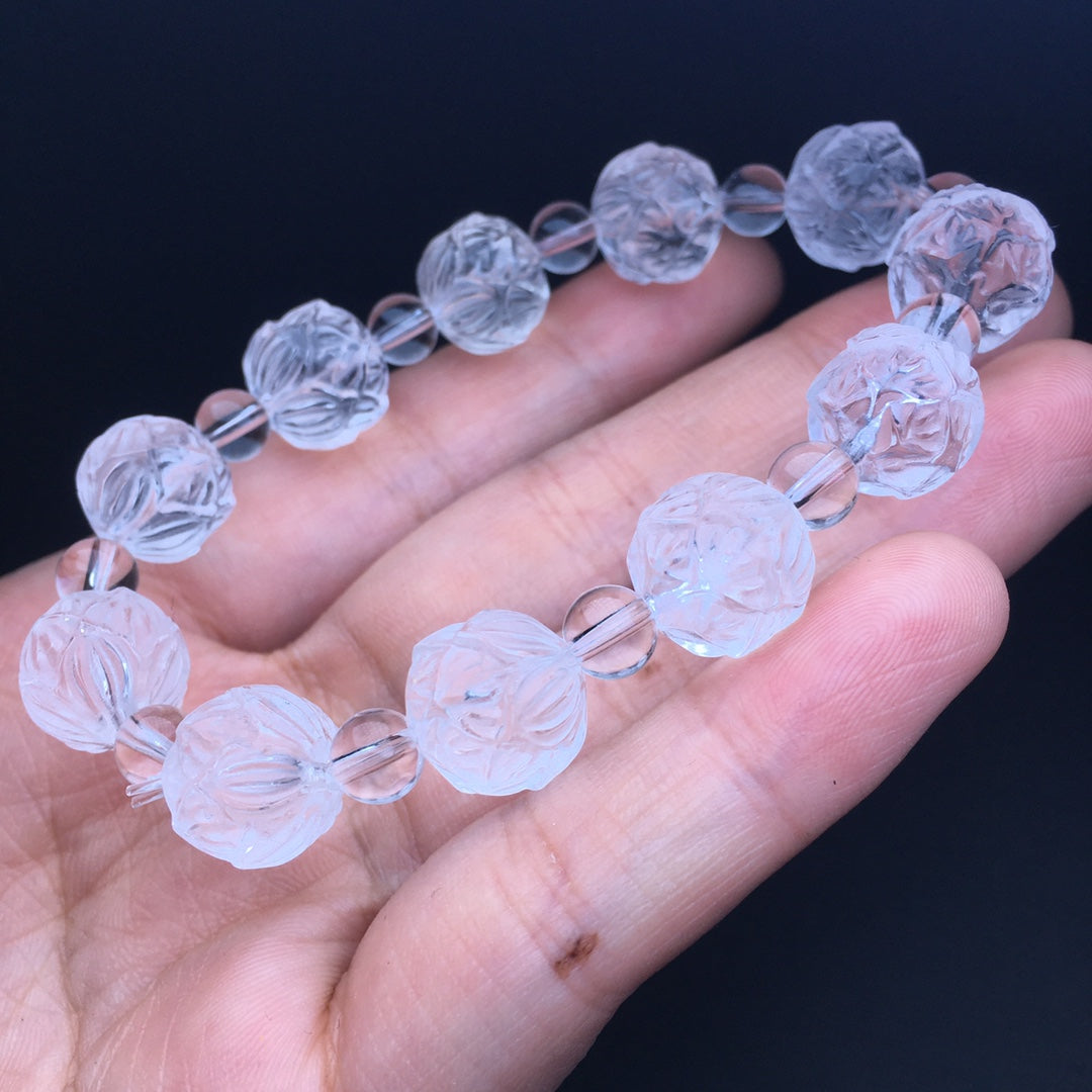White Crystal Lotus Bracelet