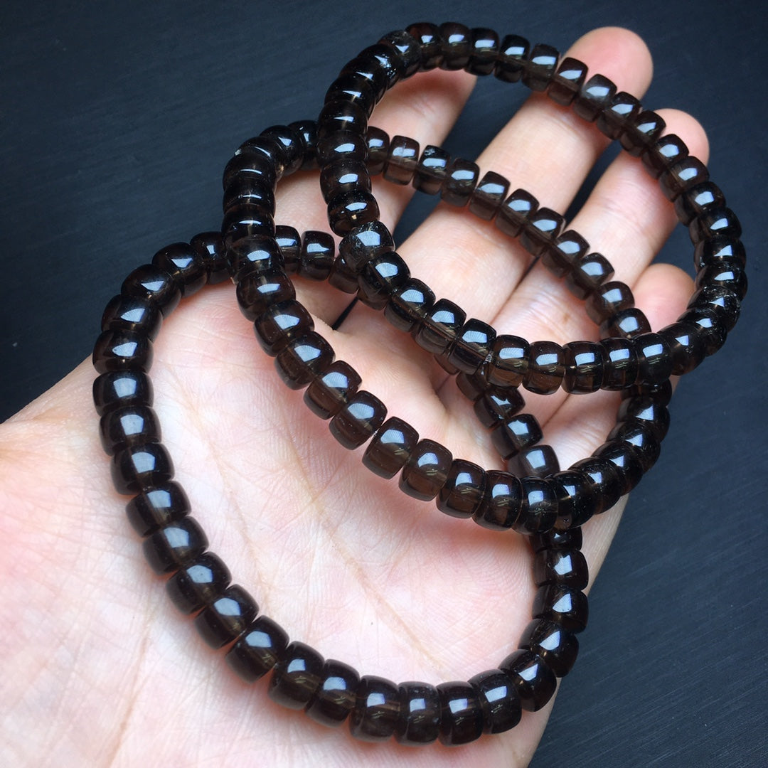 Tea Quartz Straight Cut Crystal Single Loop Bracelet