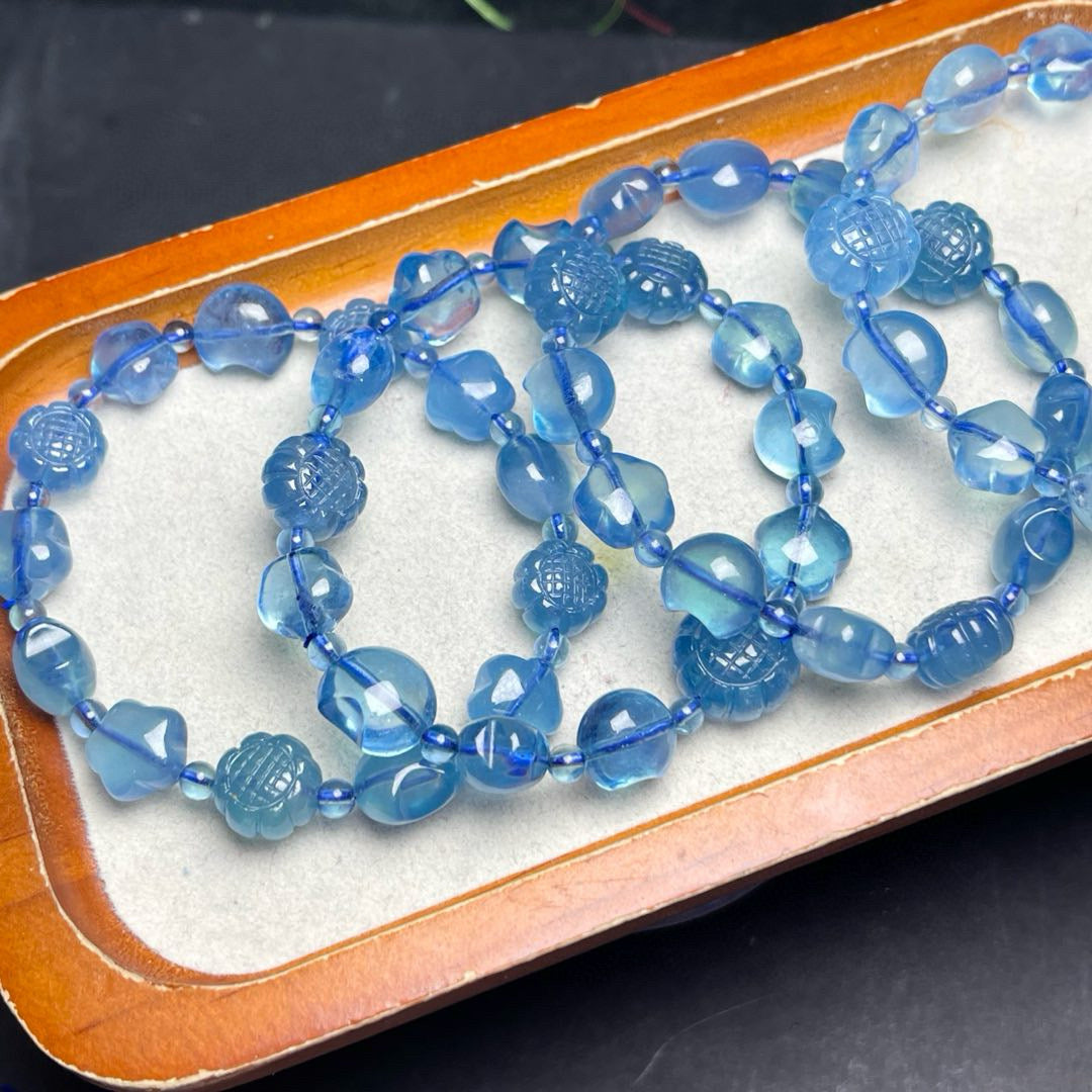Aquamarine Engraved Solo Loop Bracelet