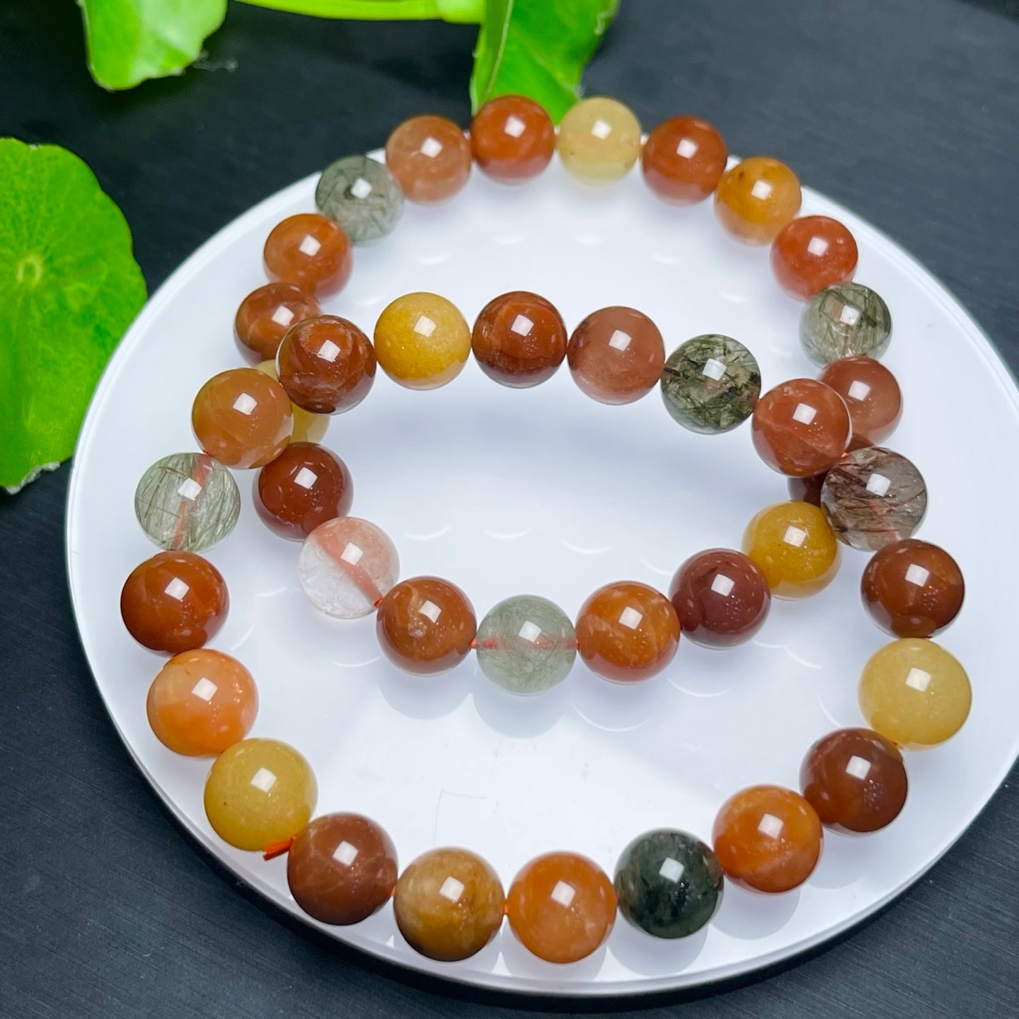 Fu Lu Shou Single Loop Crystal Agate Bracelet