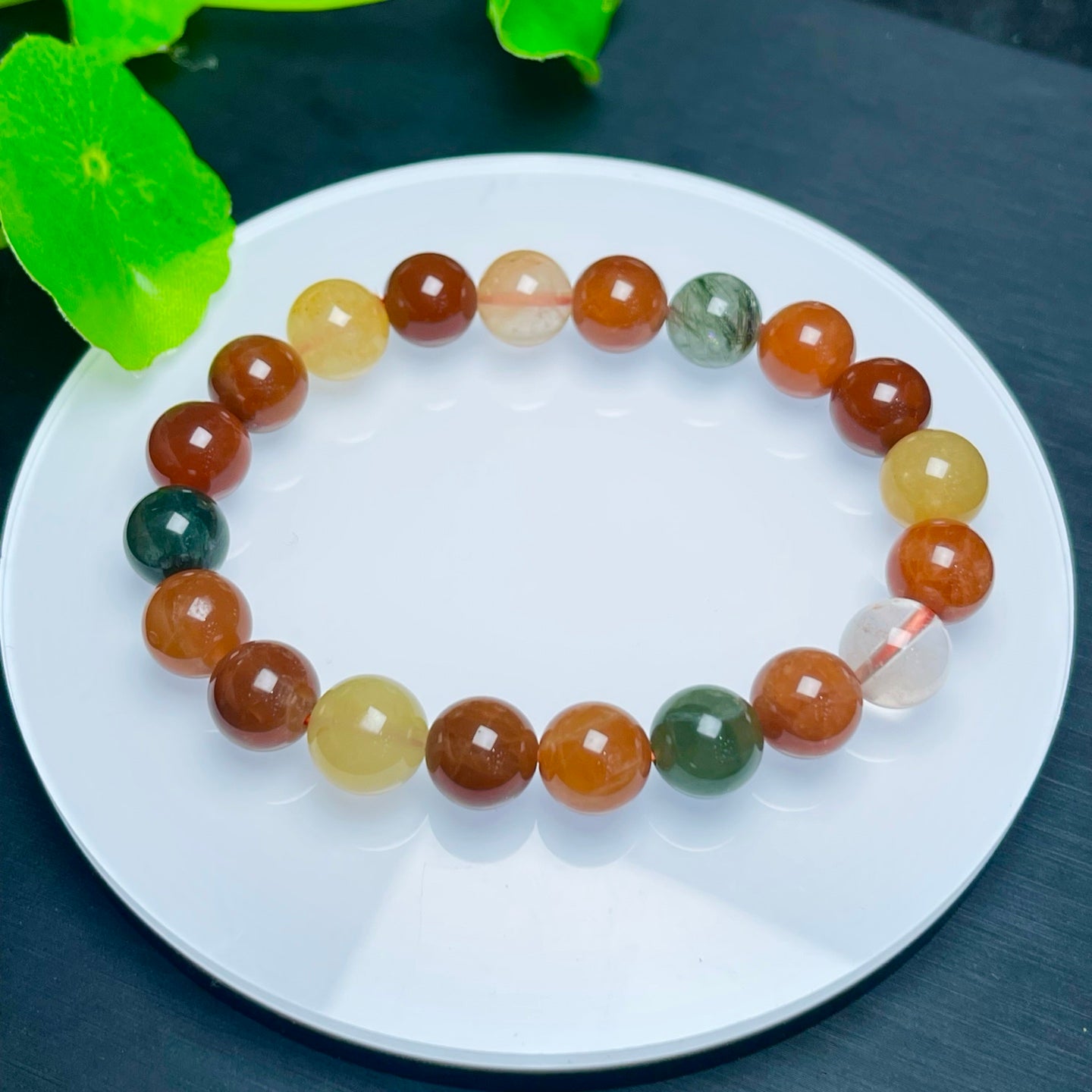Fu Lu Shou Single Loop Crystal Agate Bracelet