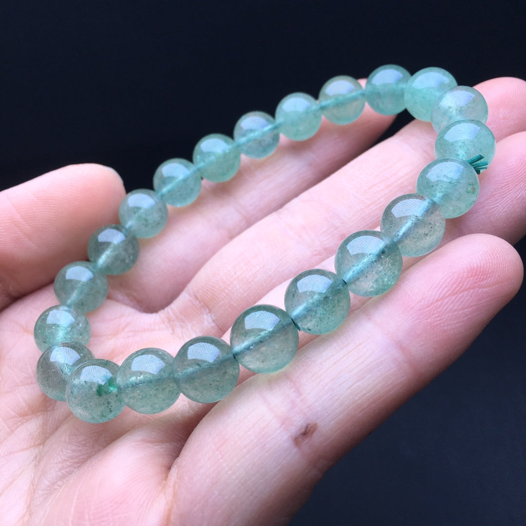 Green Strawberry Quartz Bracelet Single Loop