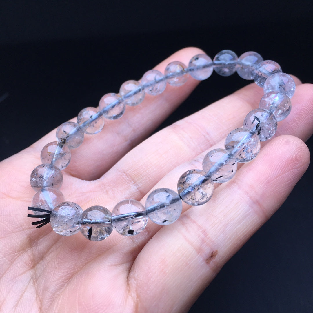 Black Shining Single Loop Crystal Bracelet