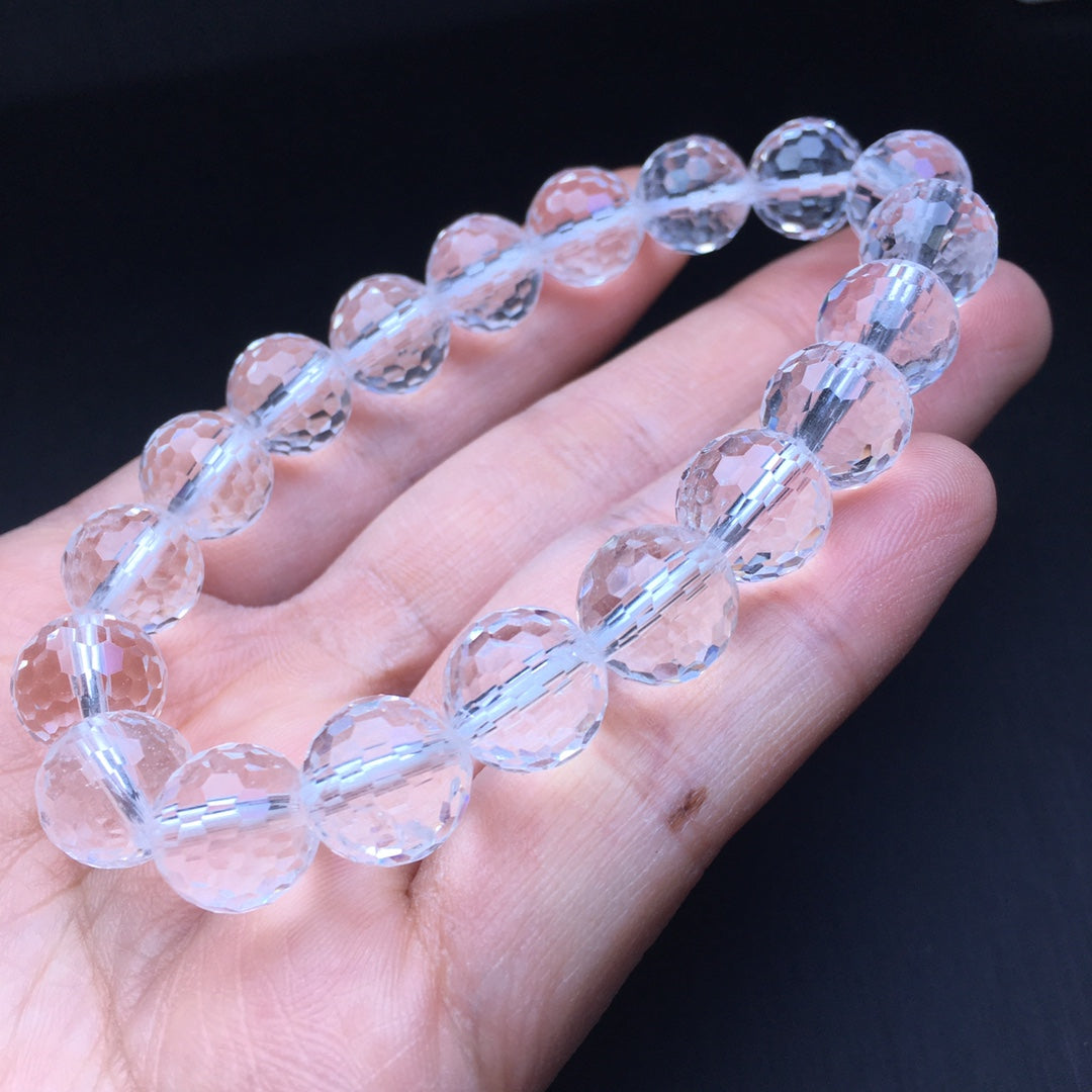 White crystal faceted bracelet