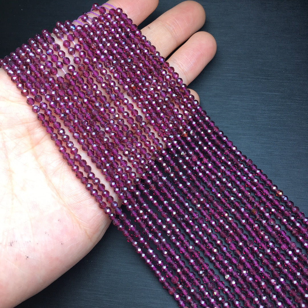 Garnet Faceted Long Chain Multi-Wrap Bracelet