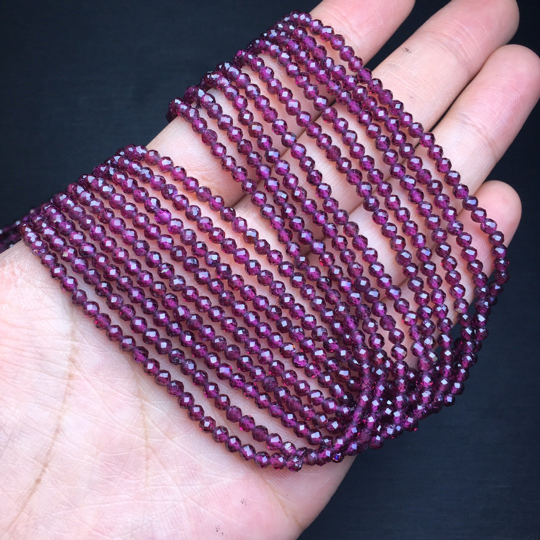 Garnet Faceted Long Chain Multi-Wrap Bracelet