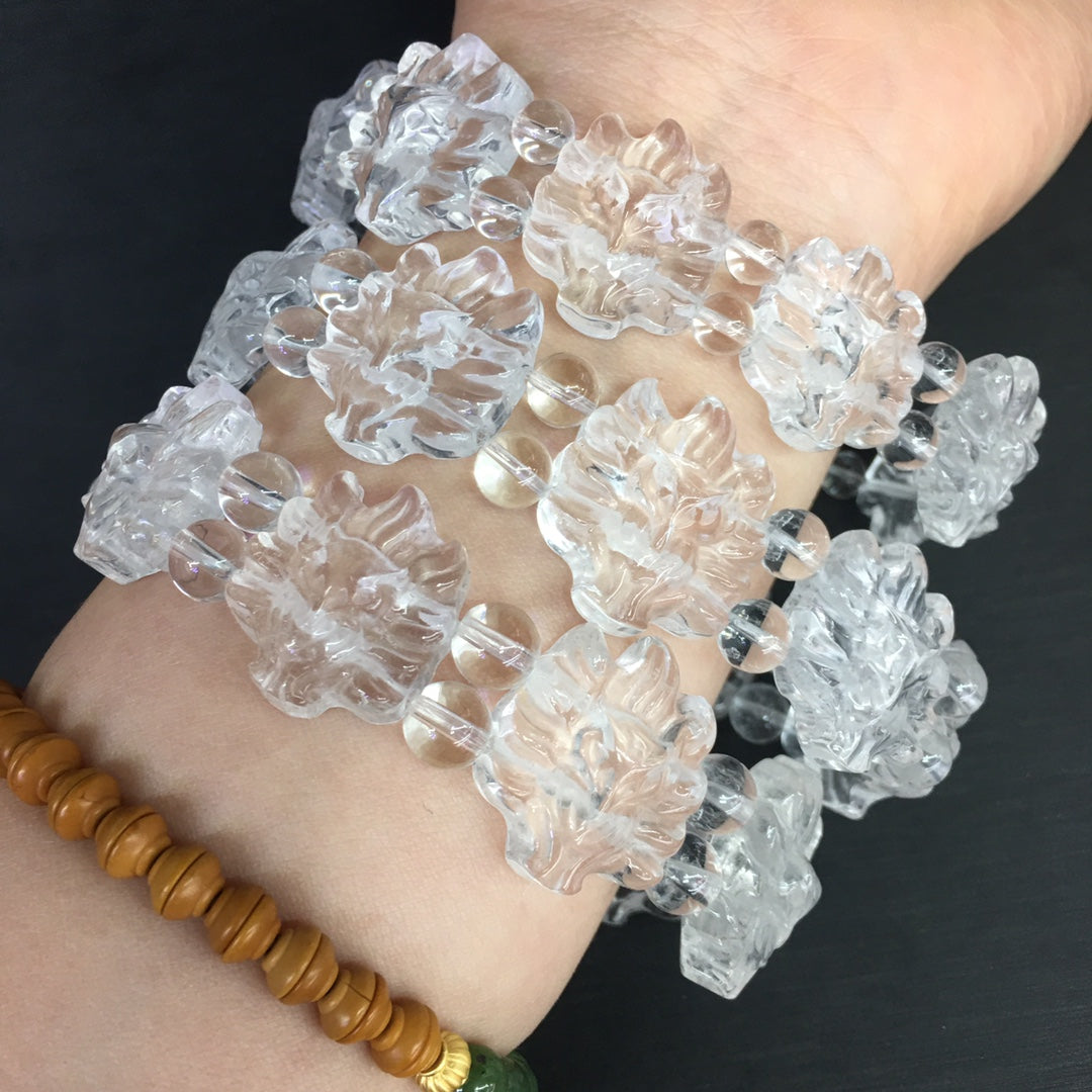 White crystal fox hand bracelet