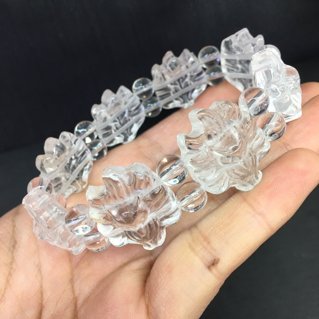 White crystal fox hand bracelet