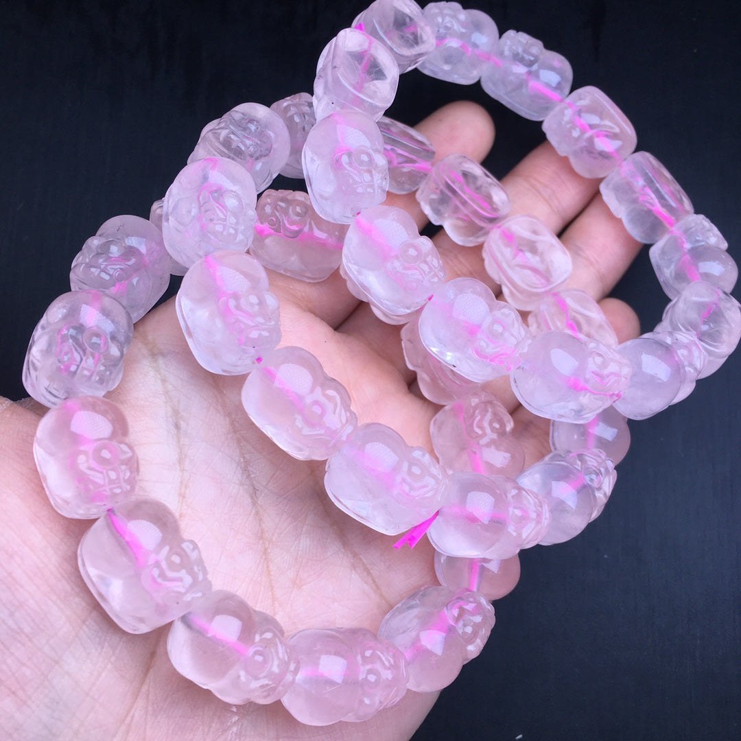White crystal Pixiu single loop bracelet