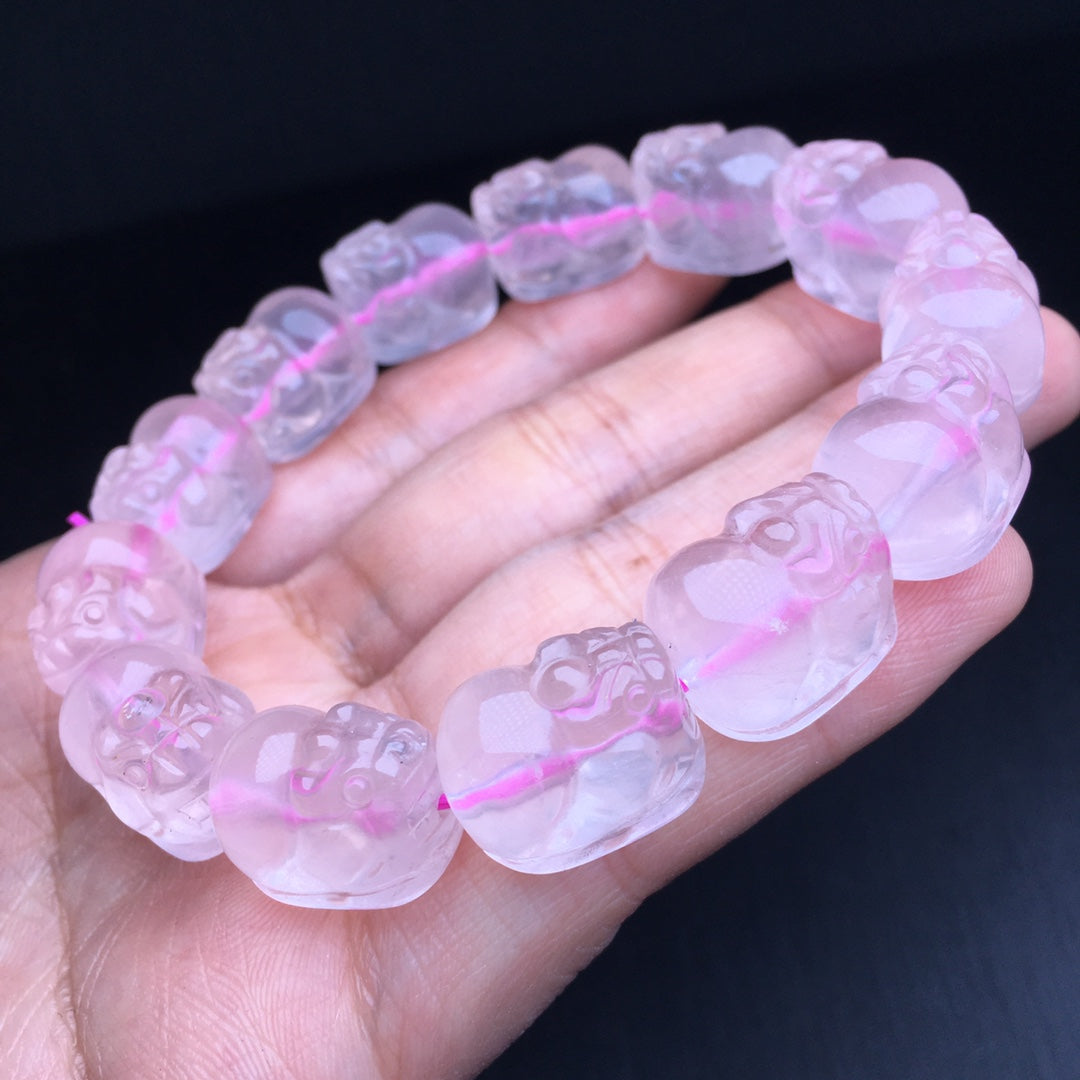 White crystal Pixiu single loop bracelet