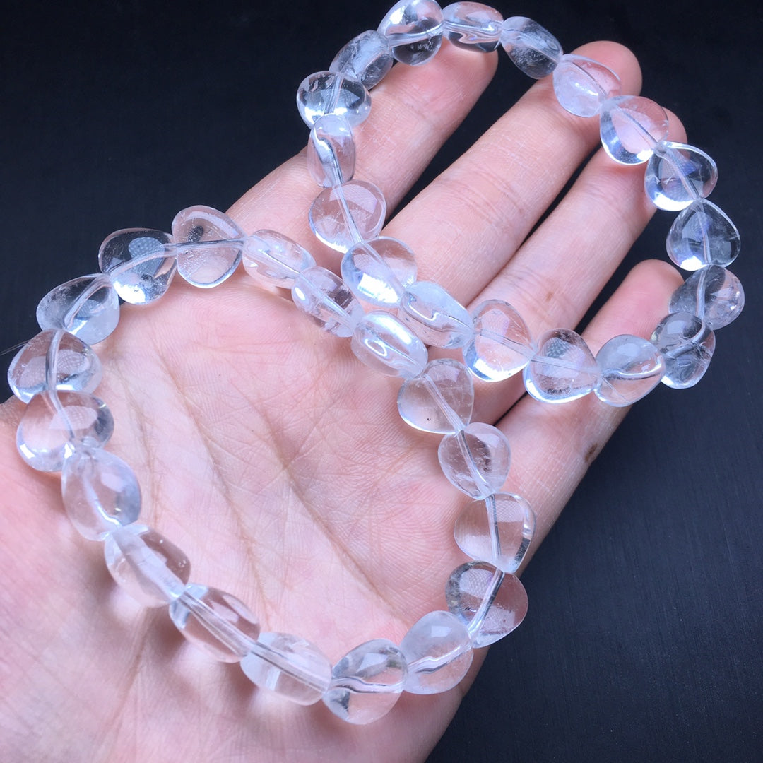 White crystal heart single loop bracelet 10mm