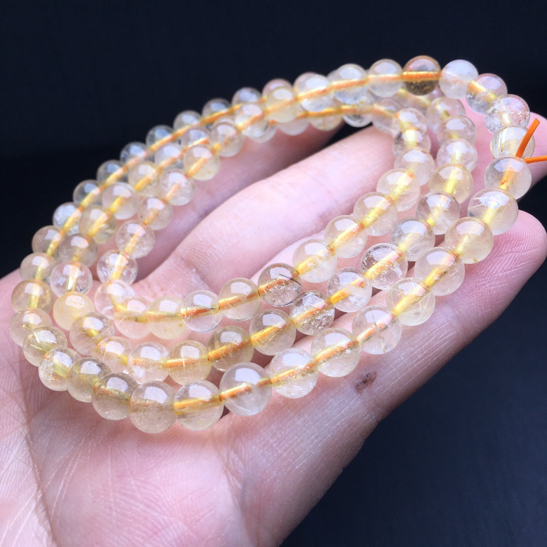 Rutilated Quartz Crystal Multi-Circle Bracelet