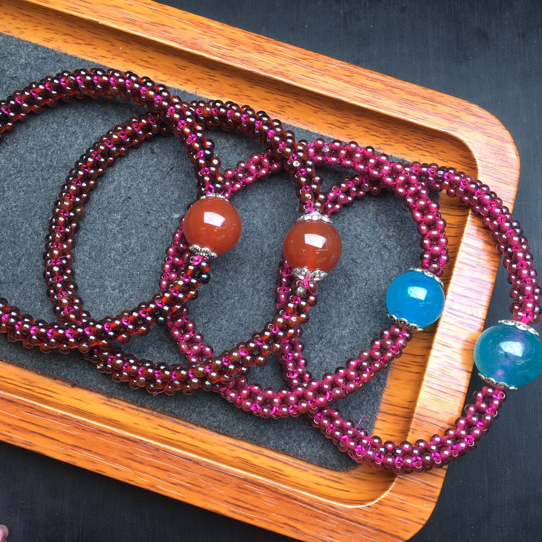 Garnet Braided Loop Bracelet