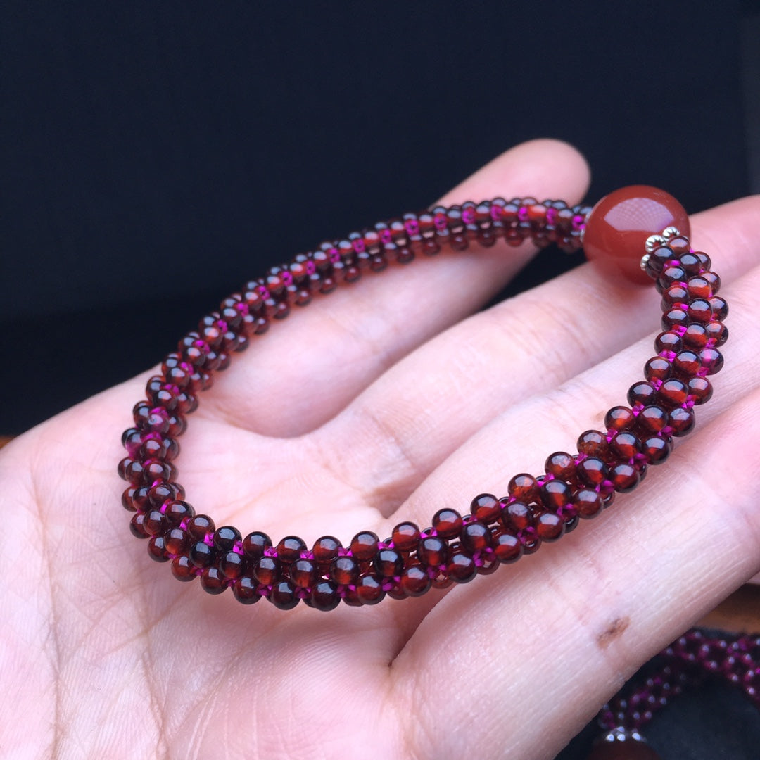Garnet Braided Loop Bracelet