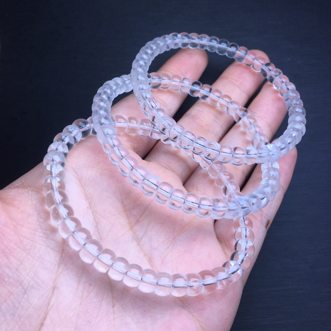 White crystal straight cut water lily bracelet