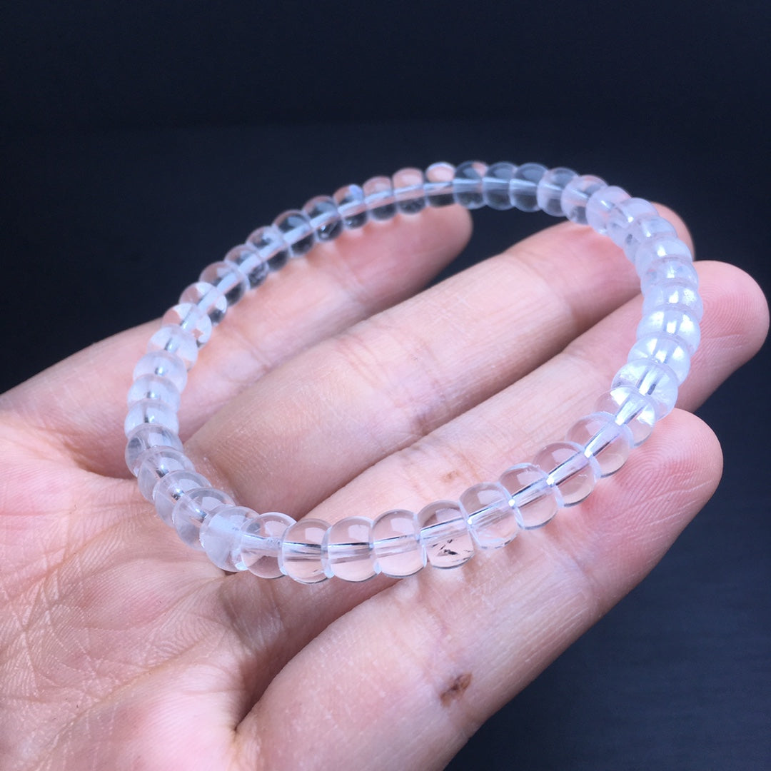 White crystal straight cut water lily bracelet