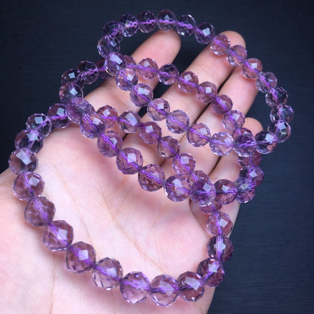 Amethyst Faceted Single Loop Crystal Bracelet