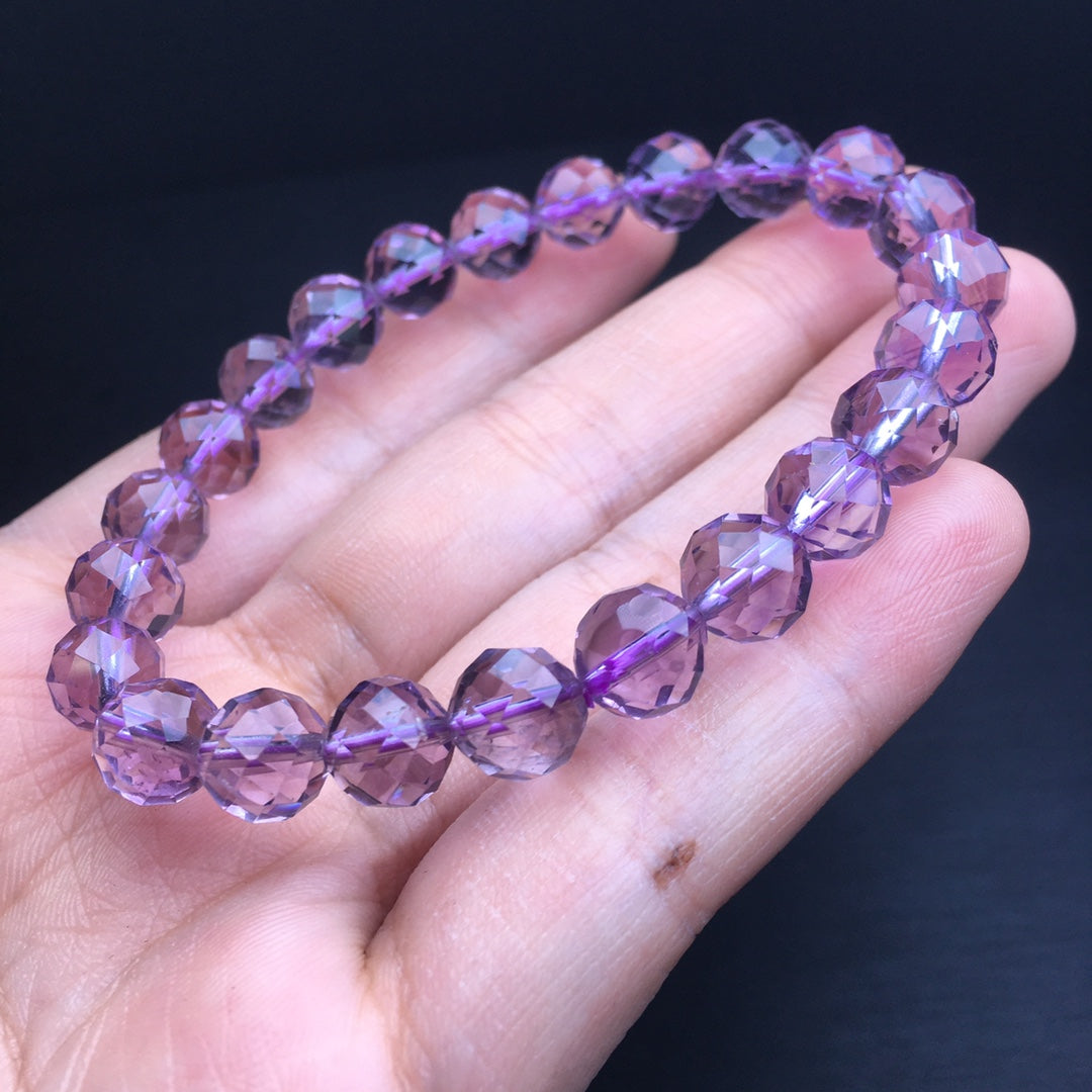 Amethyst Faceted Single Loop Crystal Bracelet