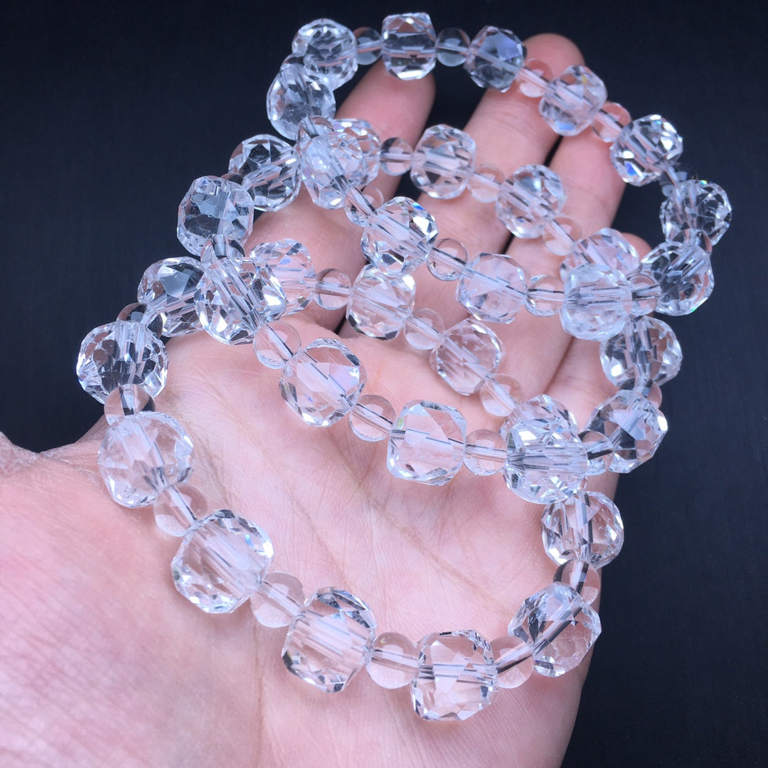 White Crystal Sugar Cube Faceted Bracelet