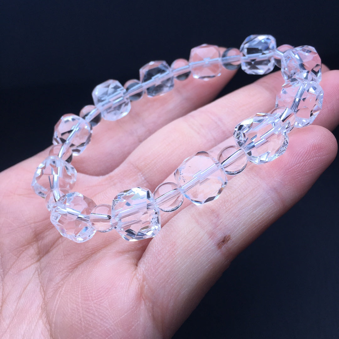 White Crystal Sugar Cube Faceted Bracelet