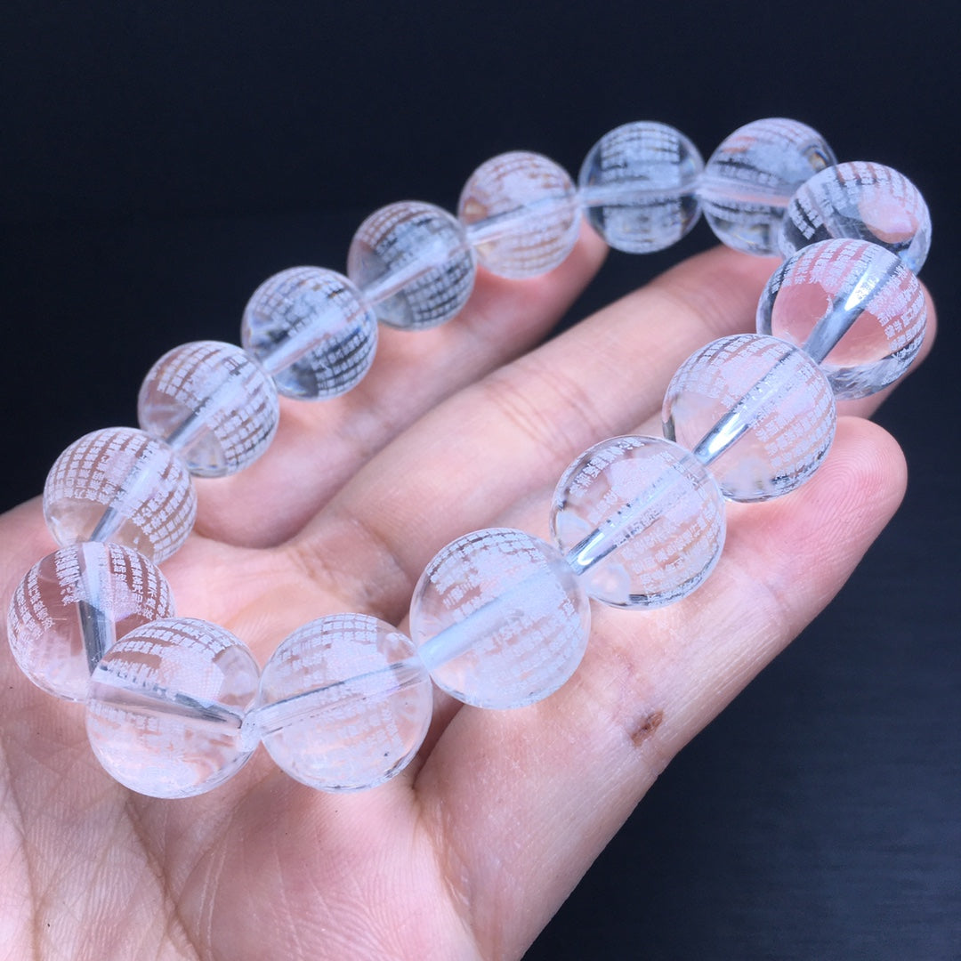 White crystal heart sutra bracelet