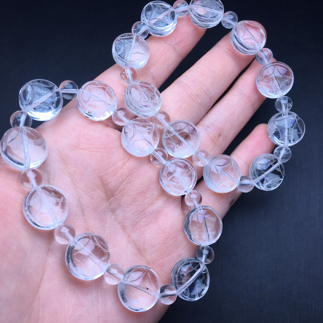 White crystal copper coin bracelet