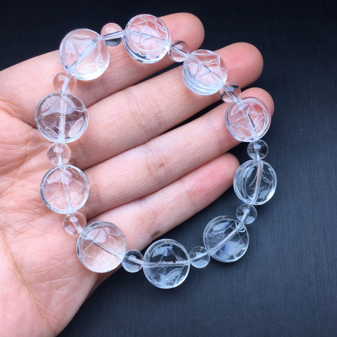 White crystal copper coin bracelet