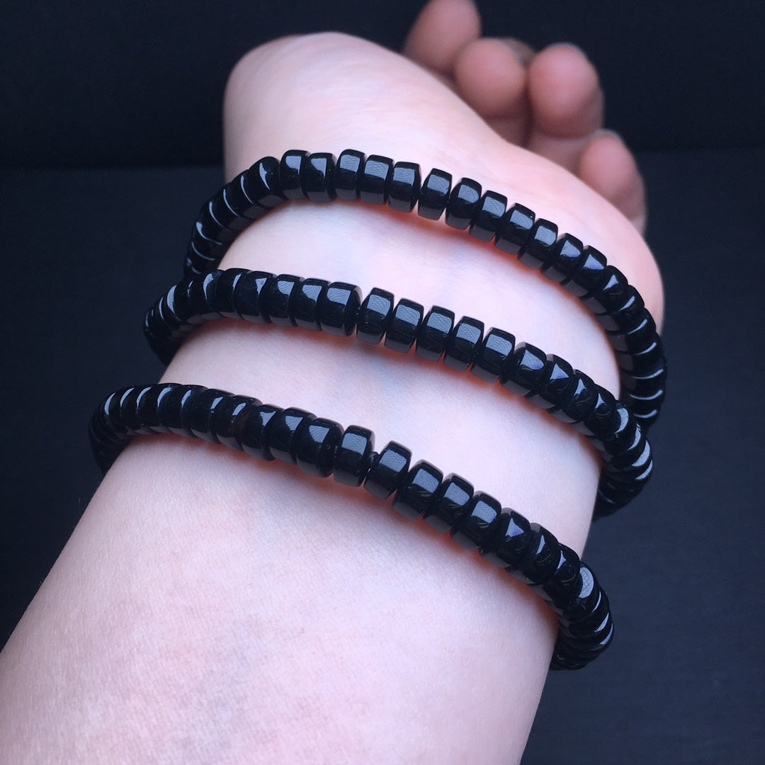 Black Onyx Straight Cut Single Loop Bracelet
