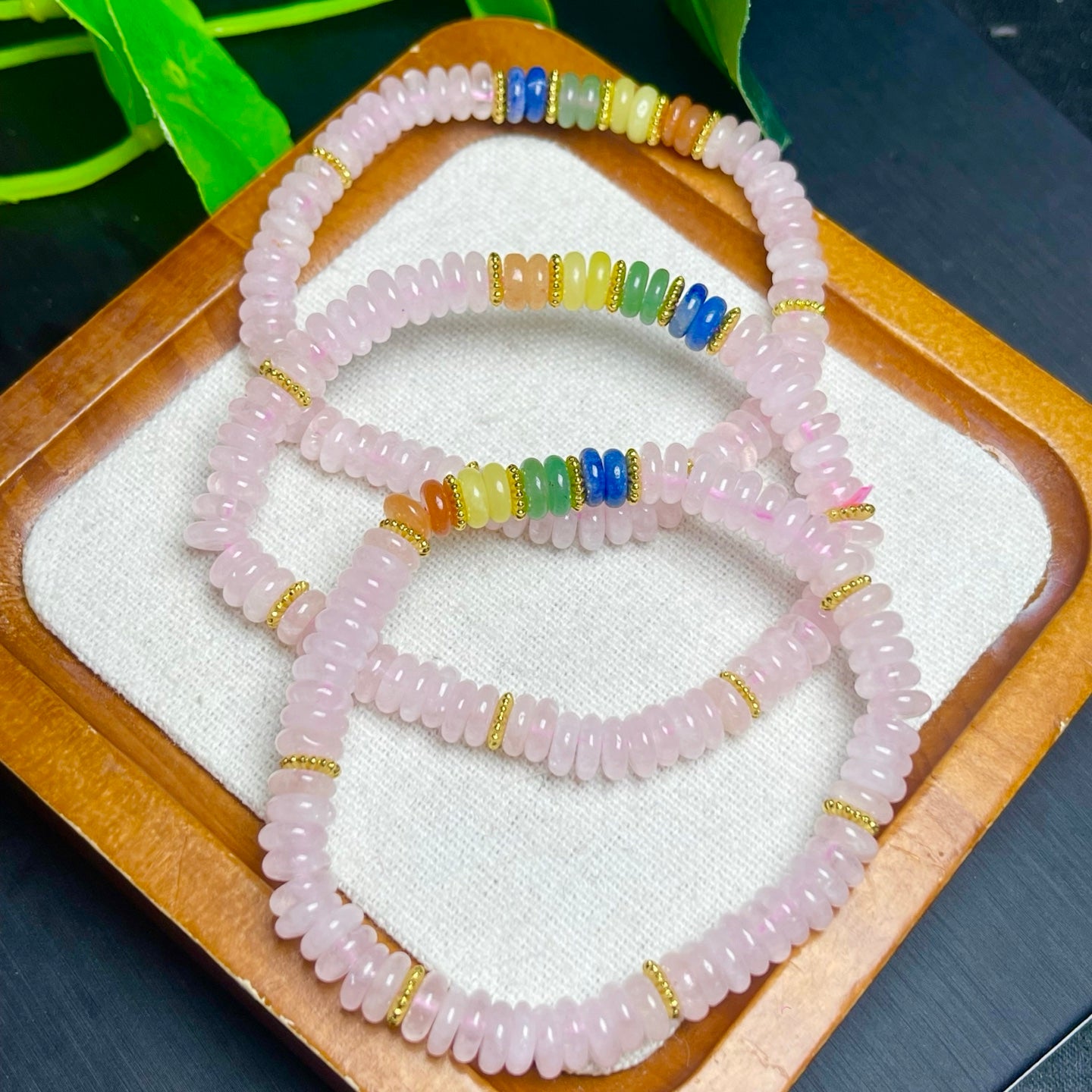 Pink Crystal Beaded Loop Bracelet