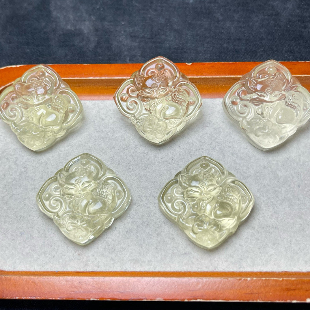 Citrine Fox Carved Crystal