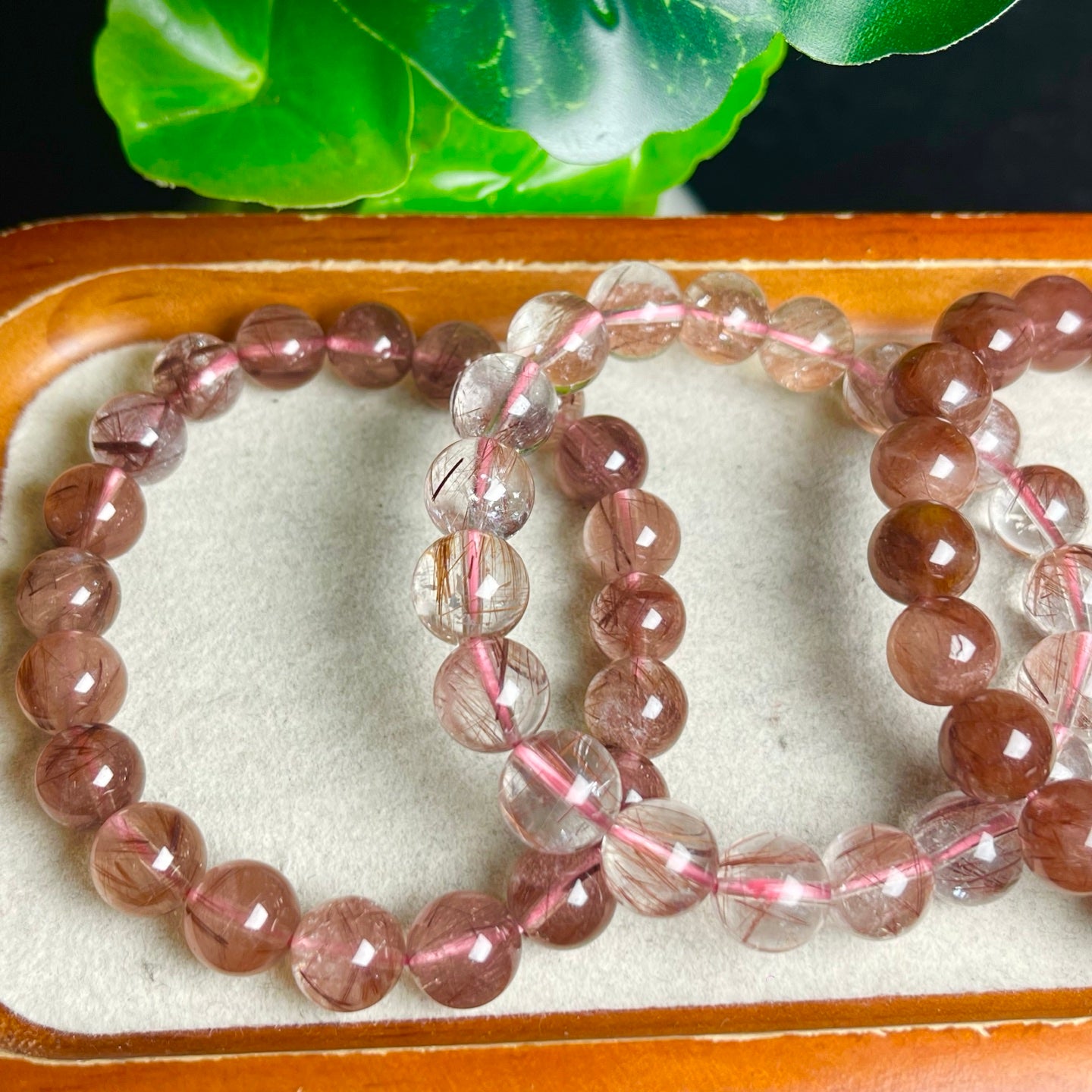 Red Rutilated Quartz Single Circle Crystal Bracelet