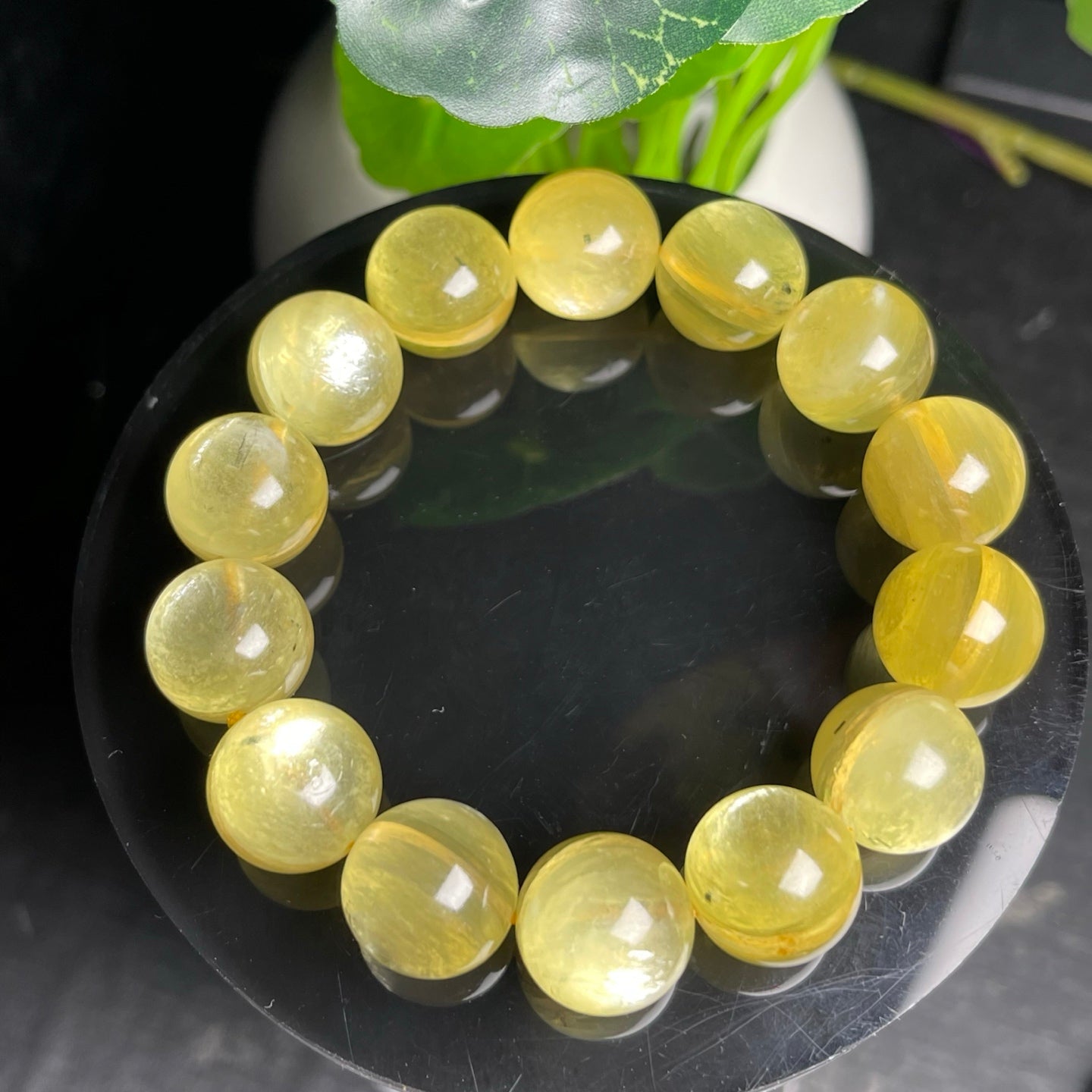 Natural gold lepidolite single loop bracelet