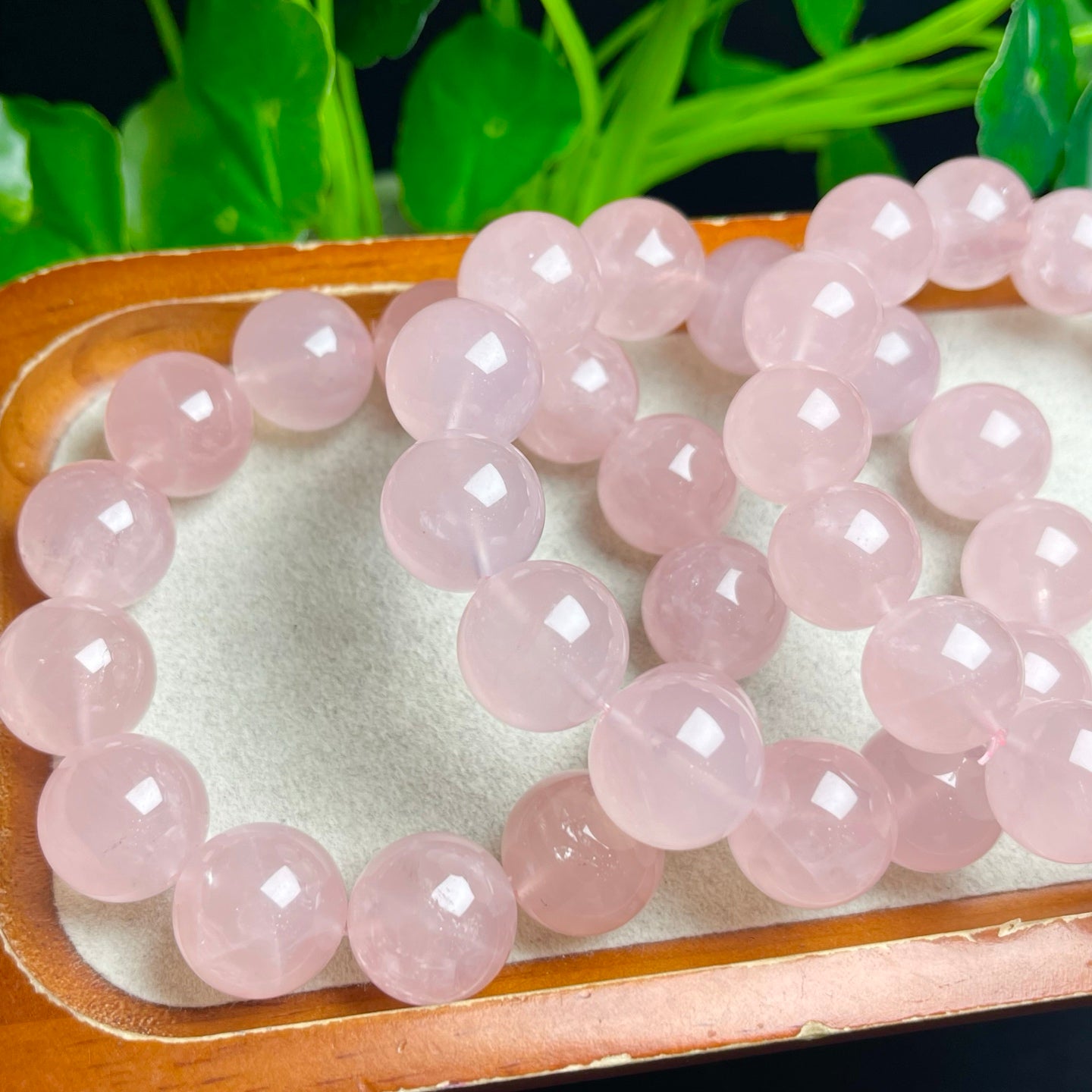 Strawberry crystal and rose quartz single loop bracelet