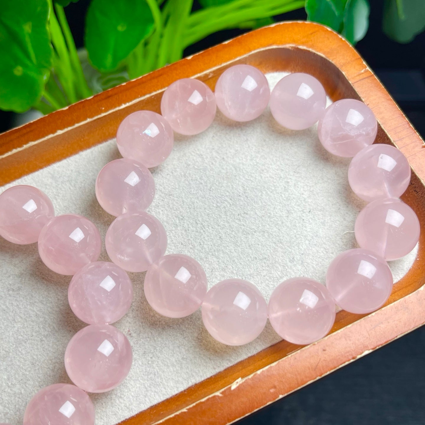 Strawberry crystal and rose quartz single loop bracelet