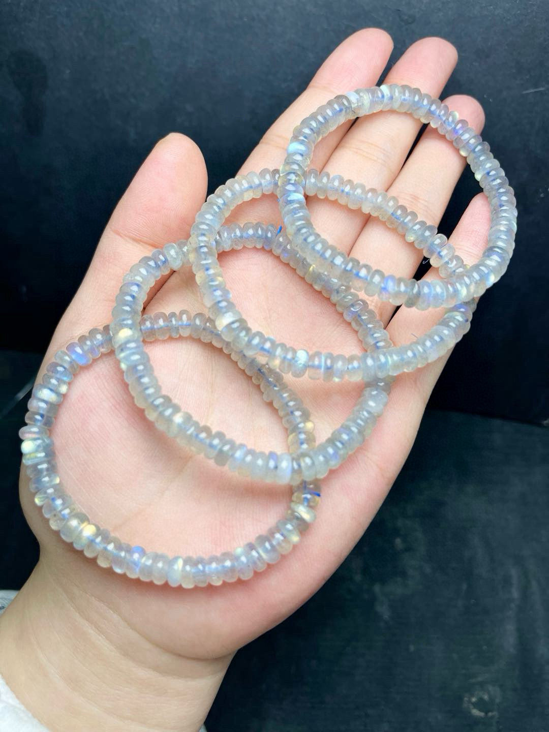 Grey Moonlight Abacus Bead Single Loop Bracelet