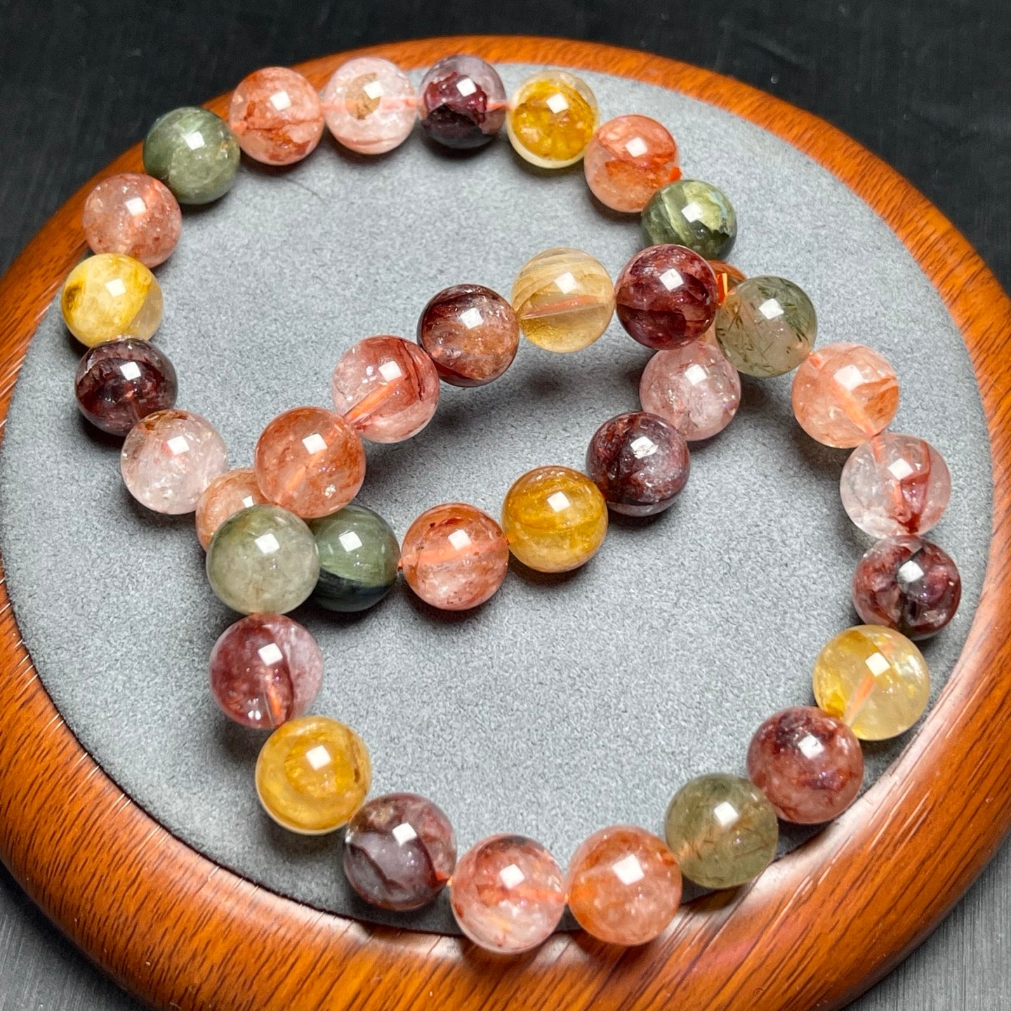 Colorful glue flower single circle crystal bracelet