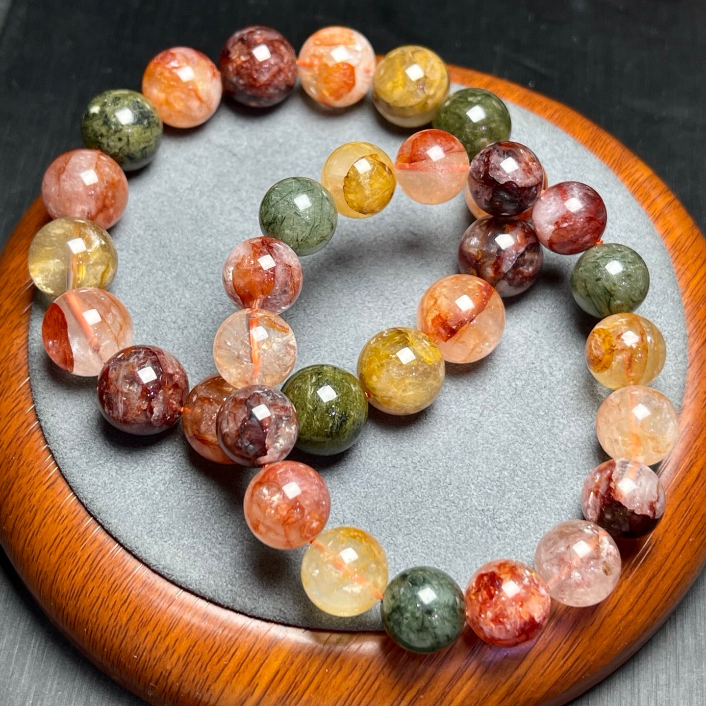 Colorful glue flower single circle crystal bracelet