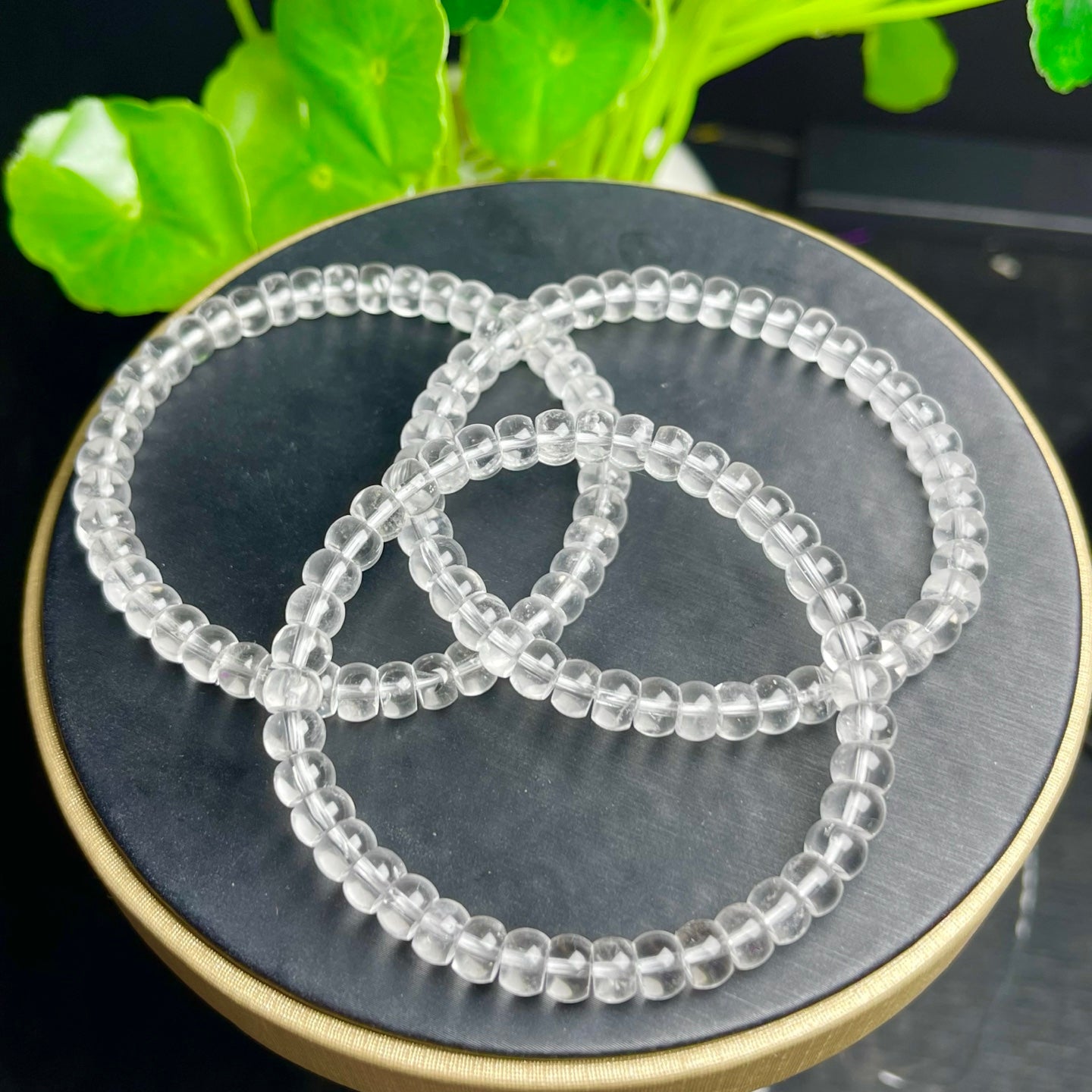White crystal abacus beads single loop bracelet