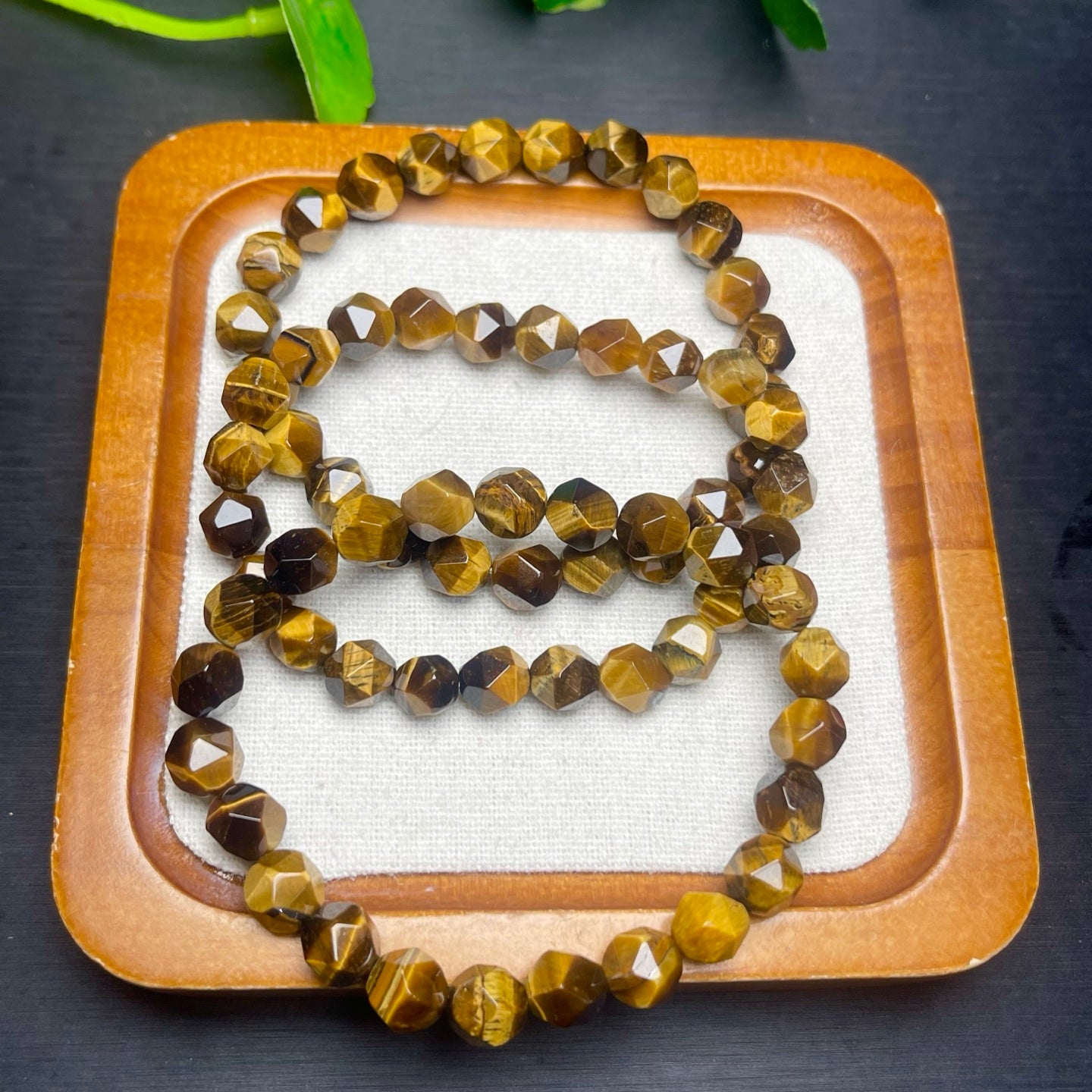 Yellow Tiger Faceted Single Loop Bracelet