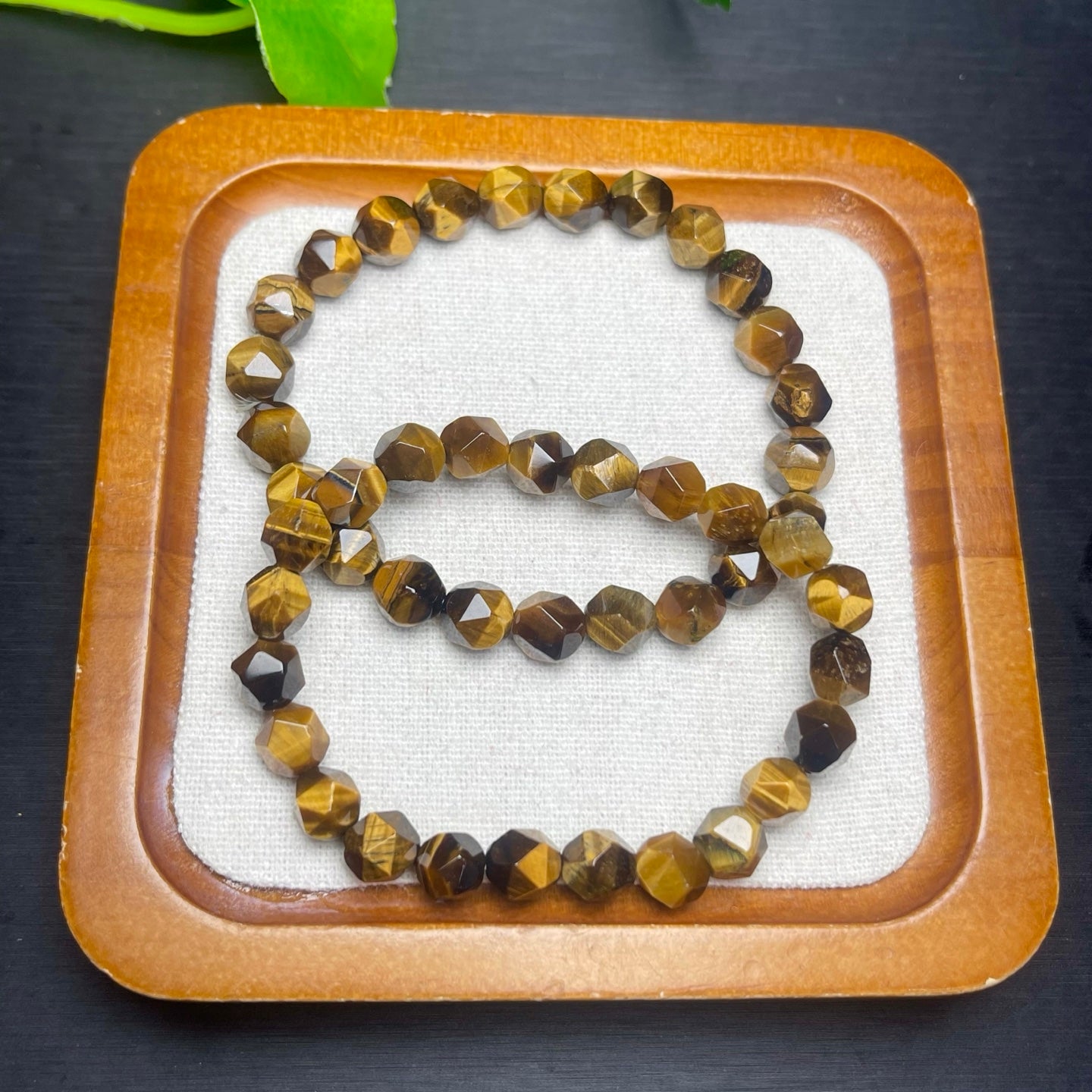 Yellow Tiger Faceted Single Loop Bracelet
