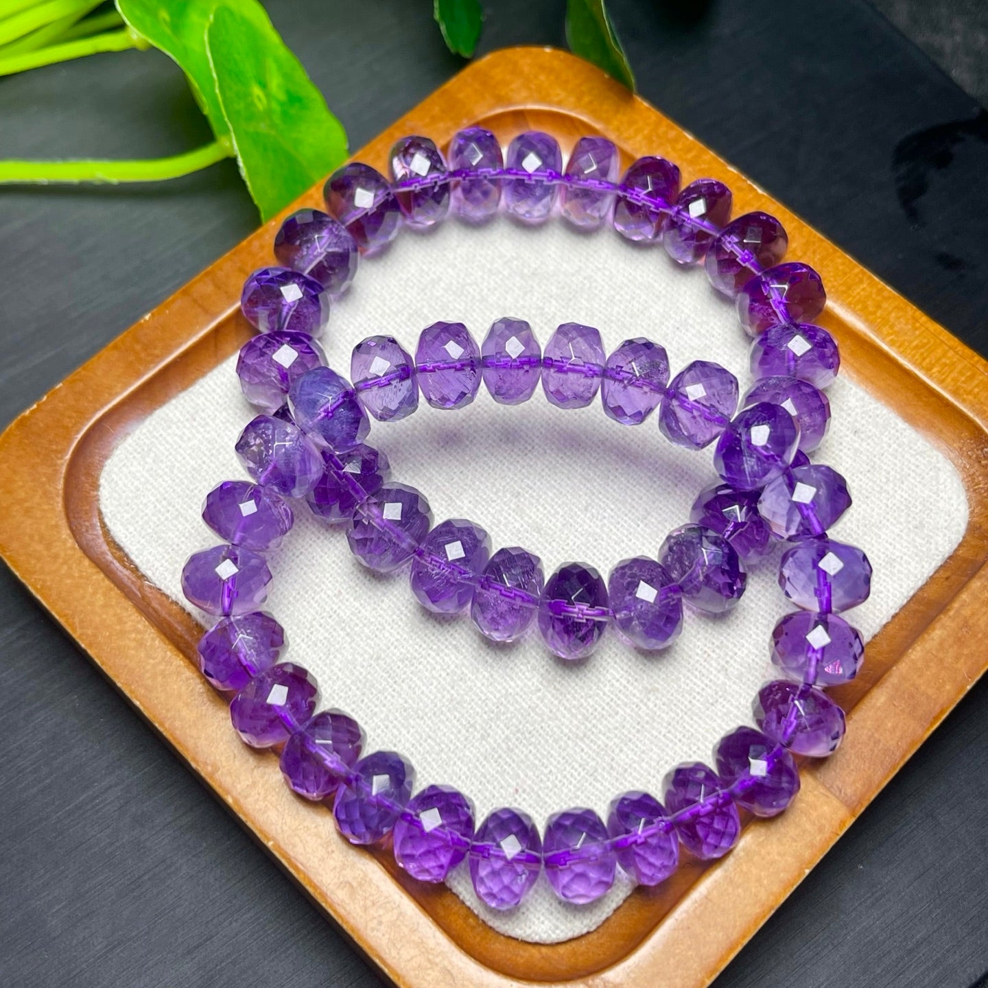 Amethyst Faceted Abacus Bead Single Loop Bracelet