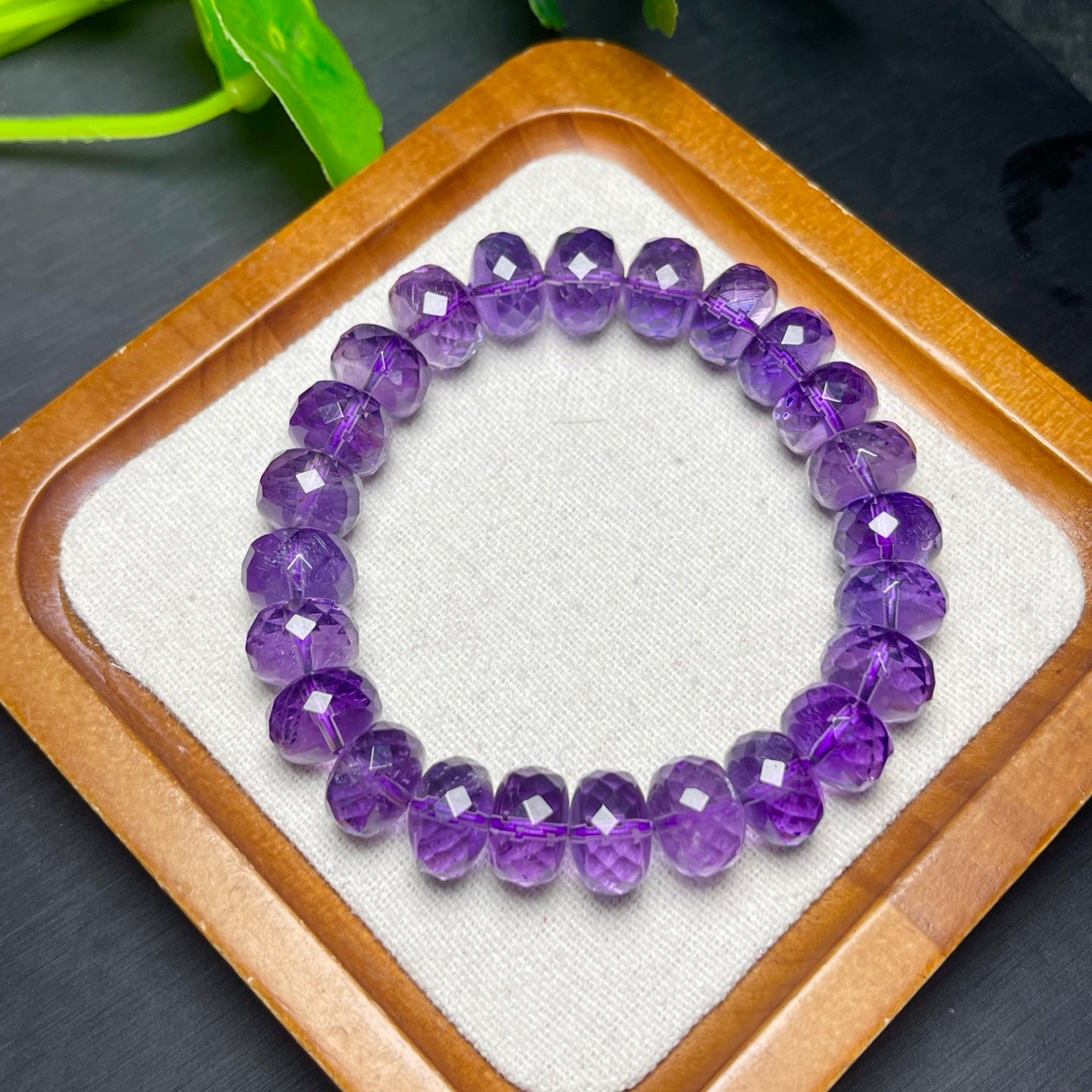 Amethyst Faceted Abacus Bead Single Loop Bracelet