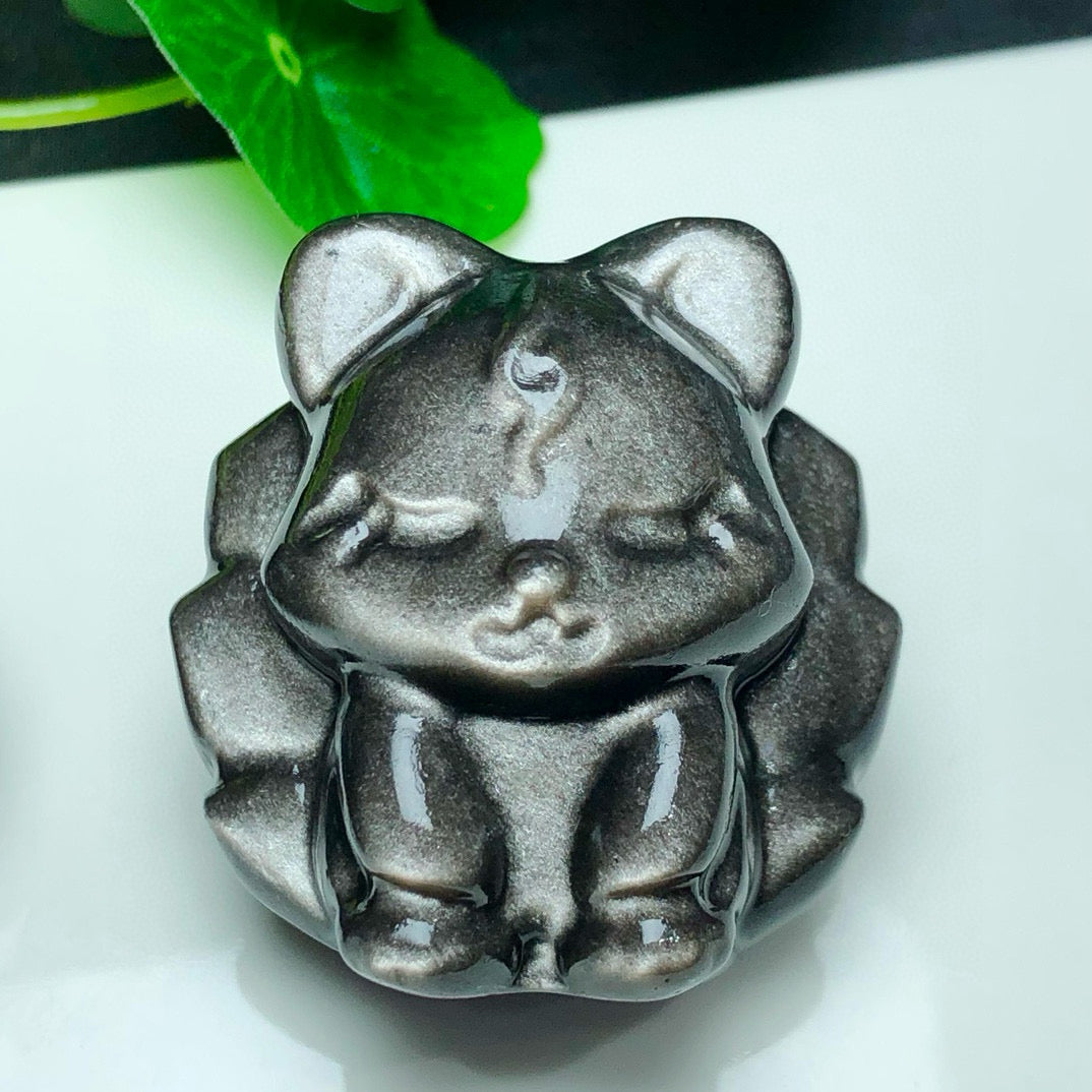 Silver Stone Nine-Tailed Fox Ornament