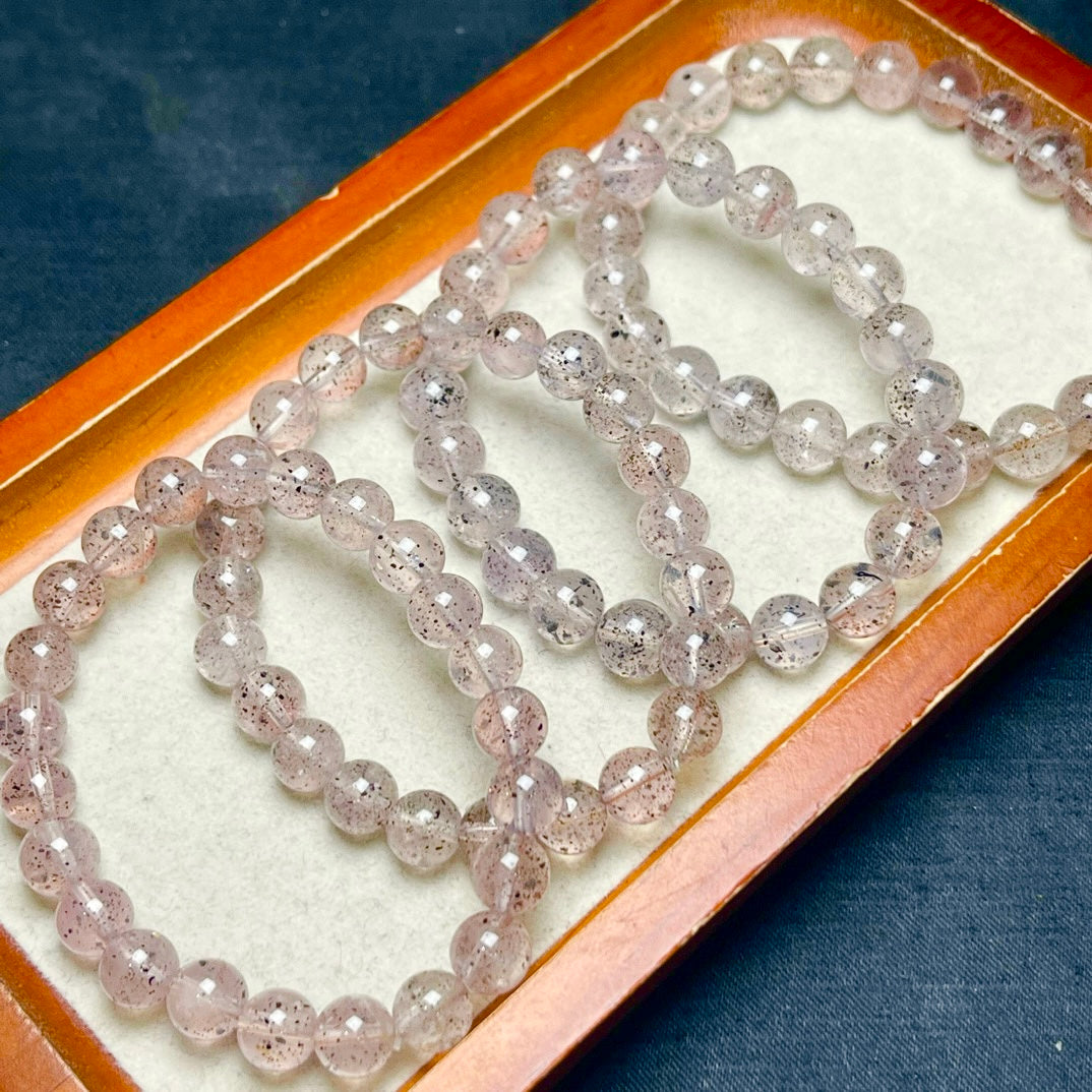 Pink Strawberry Crystal Single Loop Bracelet