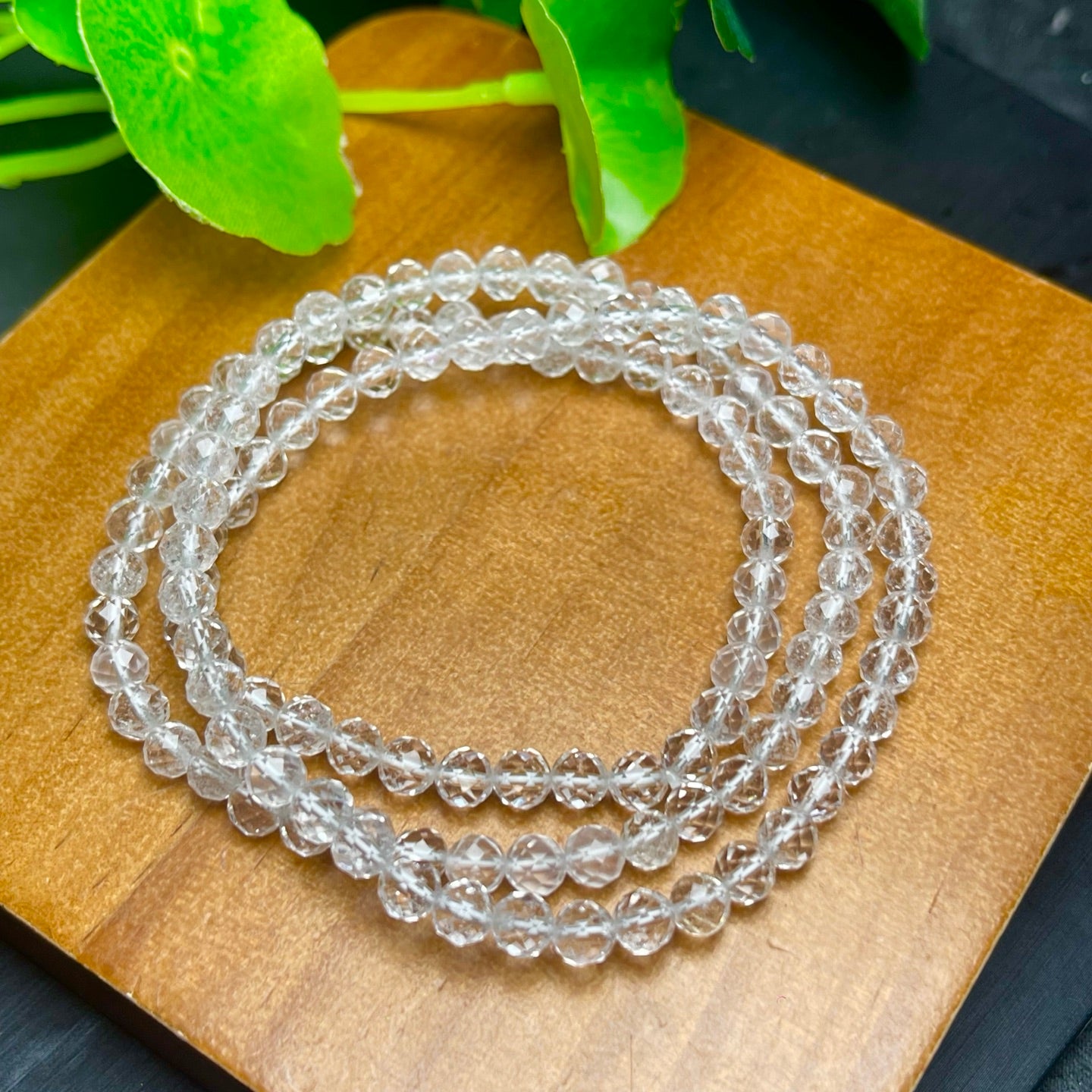 White crystal faceted multi-circle bracelet