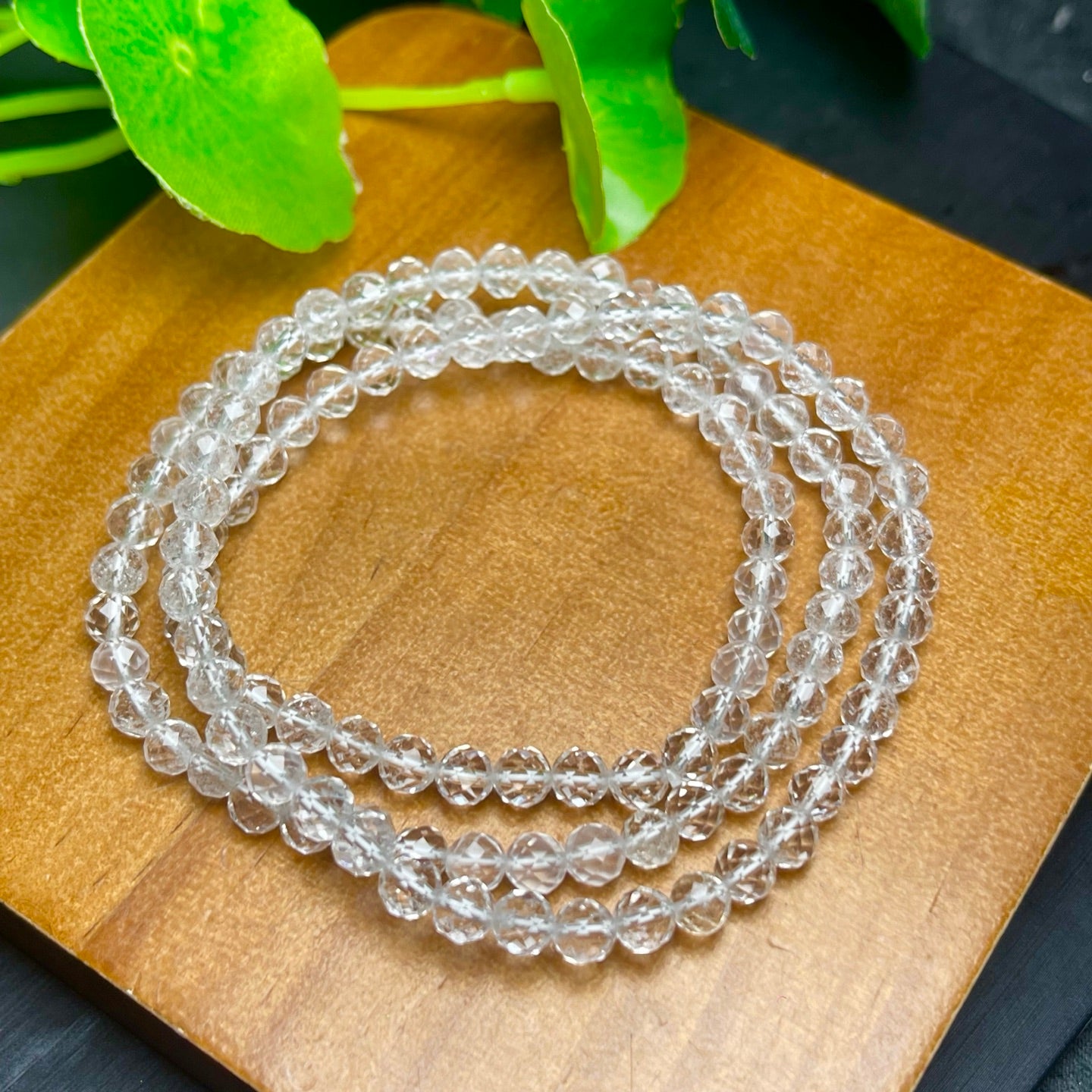 White crystal faceted multi-circle bracelet