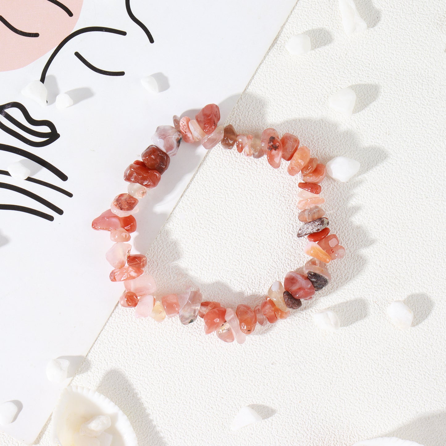 Crystal bracelet, colorful crushed stone elastic bracelet